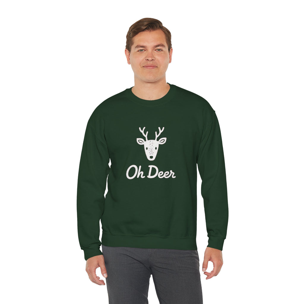 Oh Deer Sweatshirt — Cute Deer Head Graphic Holiday Crewneck