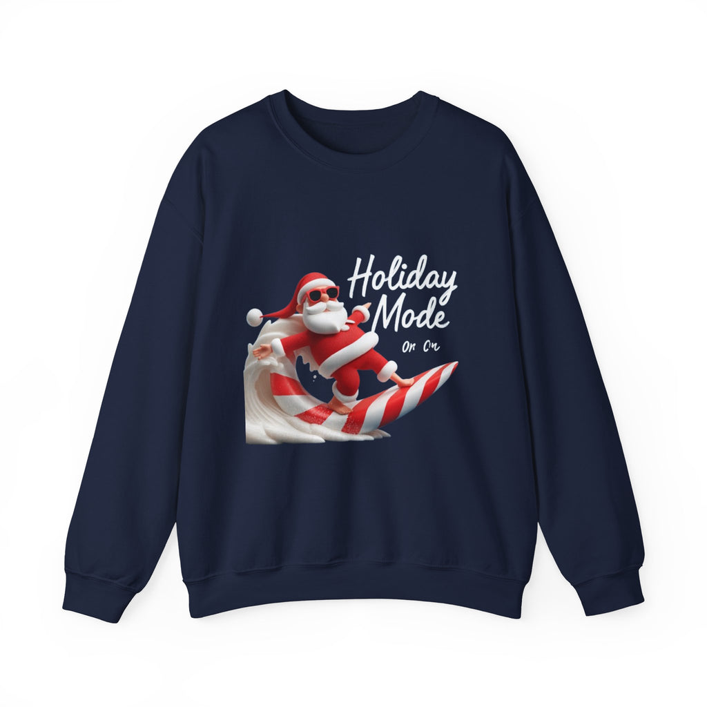 Santa Surfing Candy Cane Crewneck Sweatshirt