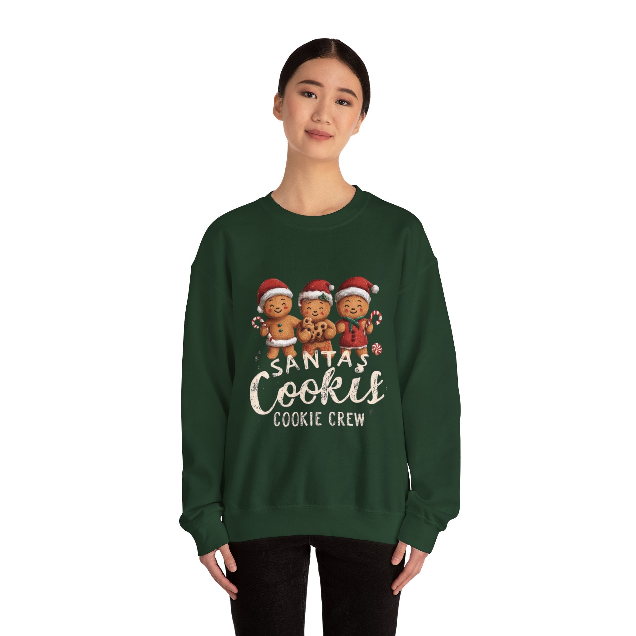 Santa's Cookies Crewneck Sweatshirt — 'Santa's Cookies Cookie Crew' Gingerbread Holiday Pullover