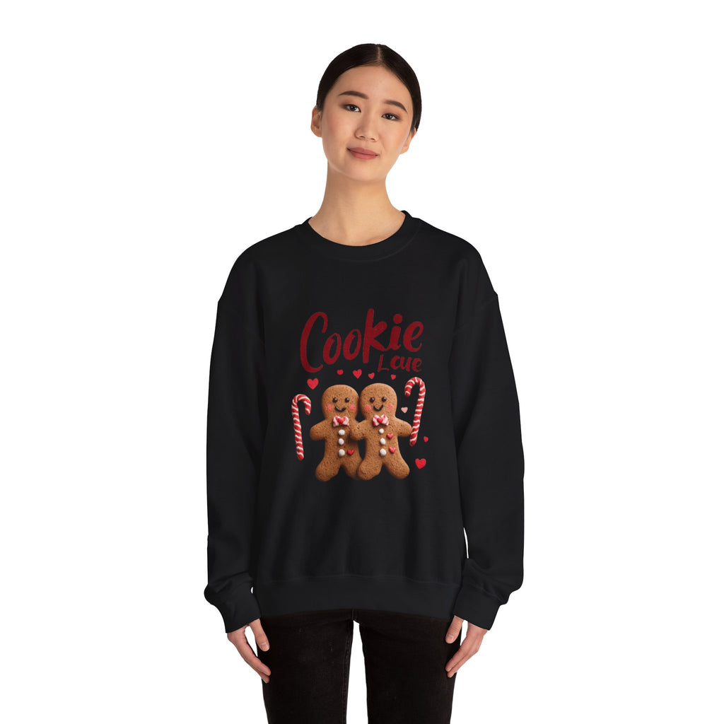 Crewneck Sweatshirt — "Cookie Love" Gingerbread Couple Holiday Sweater