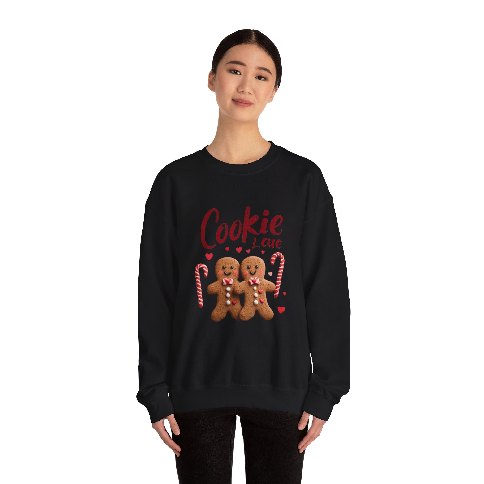 Crewneck Sweatshirt — "Cookie Love" Gingerbread Couple Holiday Sweater