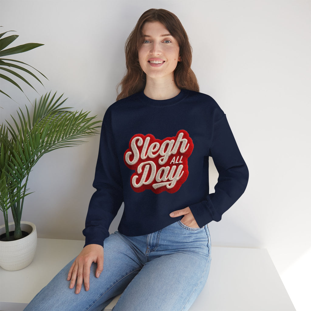 Sleigh All Day Crewneck Sweatshirt — Retro Holiday Christmas Pullover