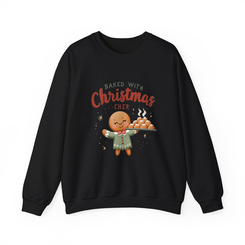 Crewneck Sweatshirt — "Baked With Christmas Cheer" Gingerbread Holiday Sweatshirt