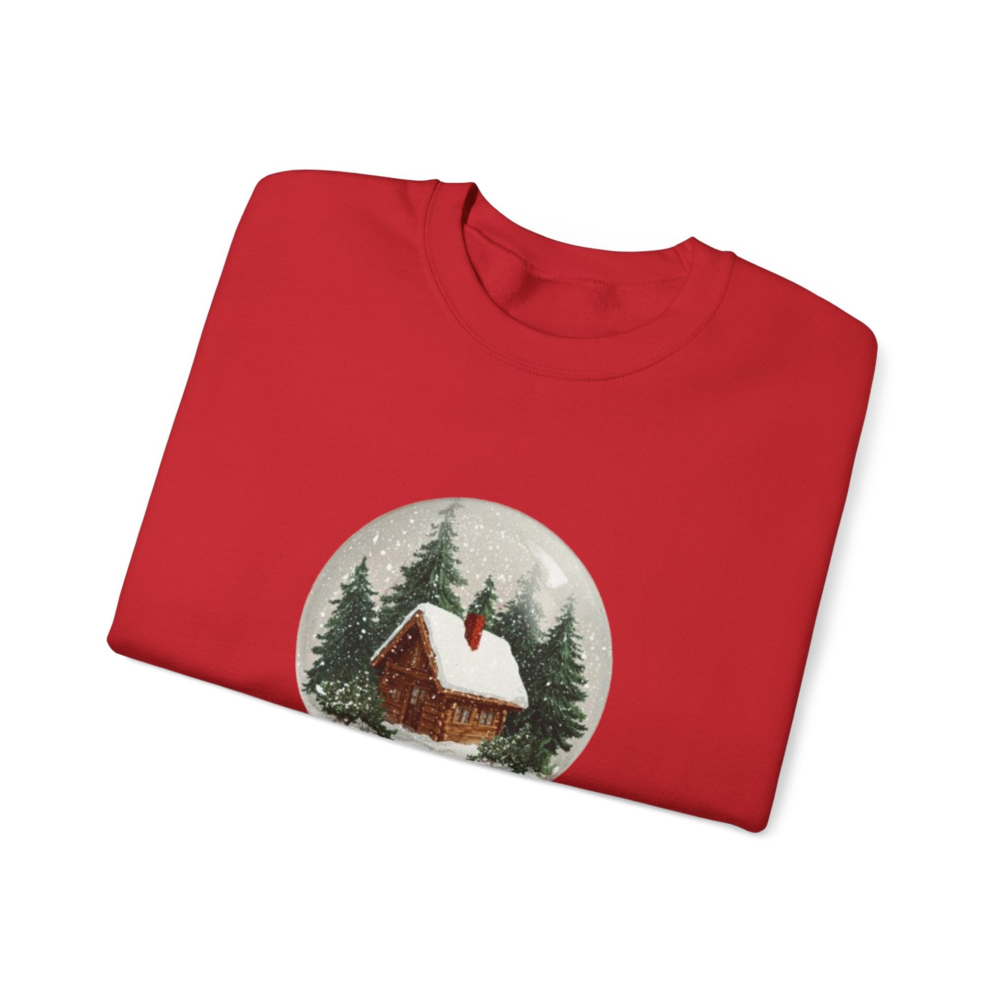 Christmas Snow Globe Sweatshirt – “Home Christmas” Cabin Crewneck