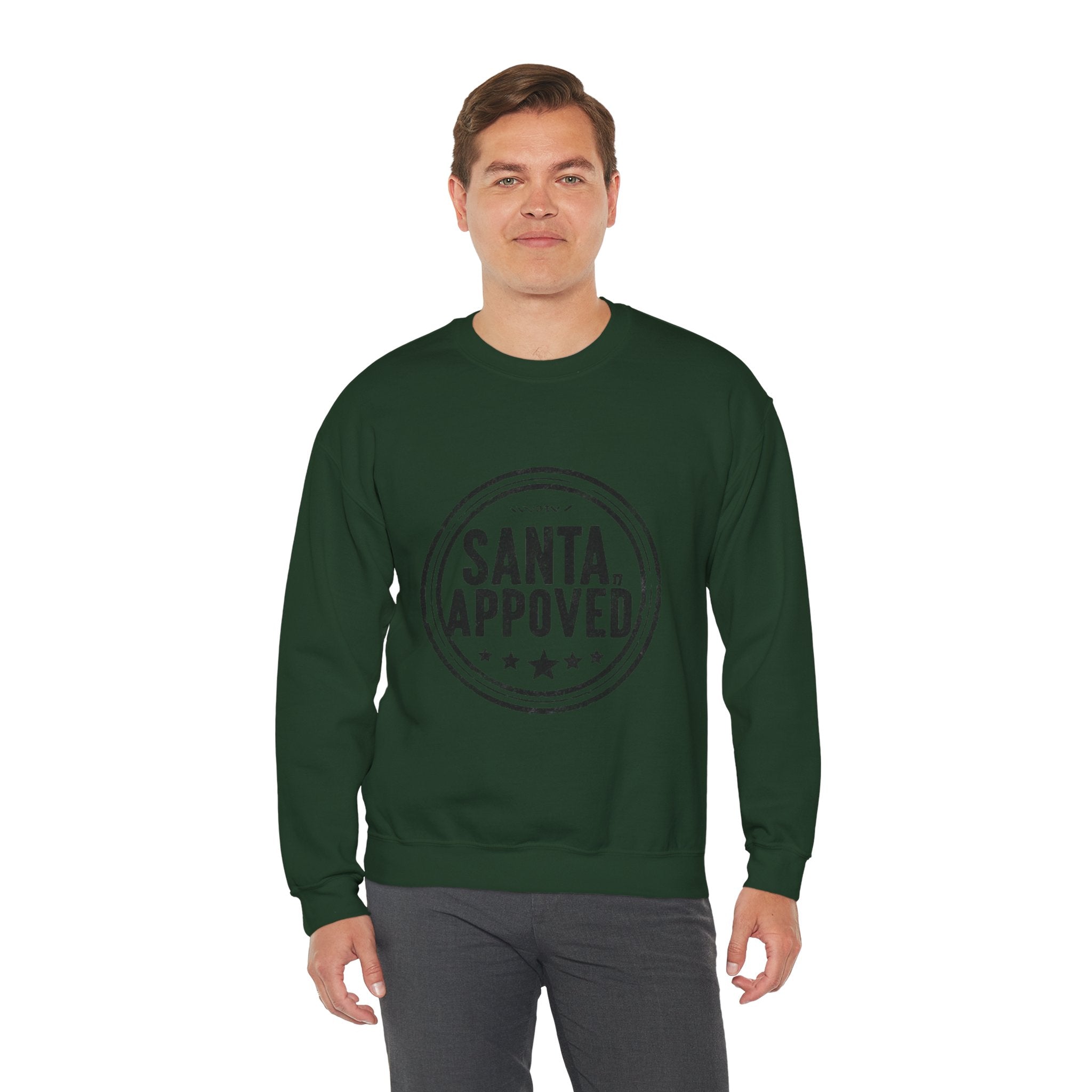 Santa Approved Crewneck Sweatshirt - Vintage Christmas Stamp Design