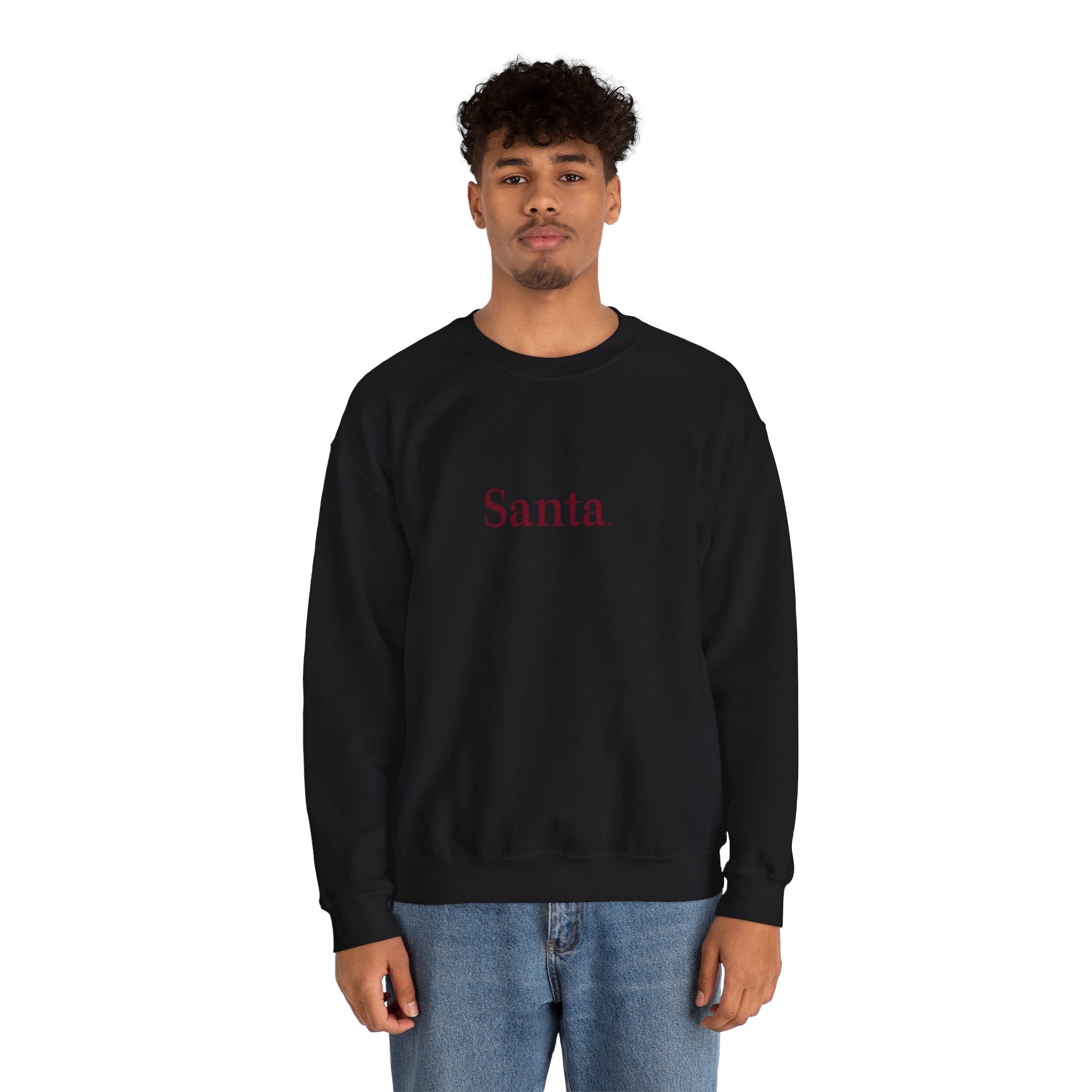 Santa. Minimalist Holiday Crewneck Sweatshirt — Simple Festive Christmas Pullover