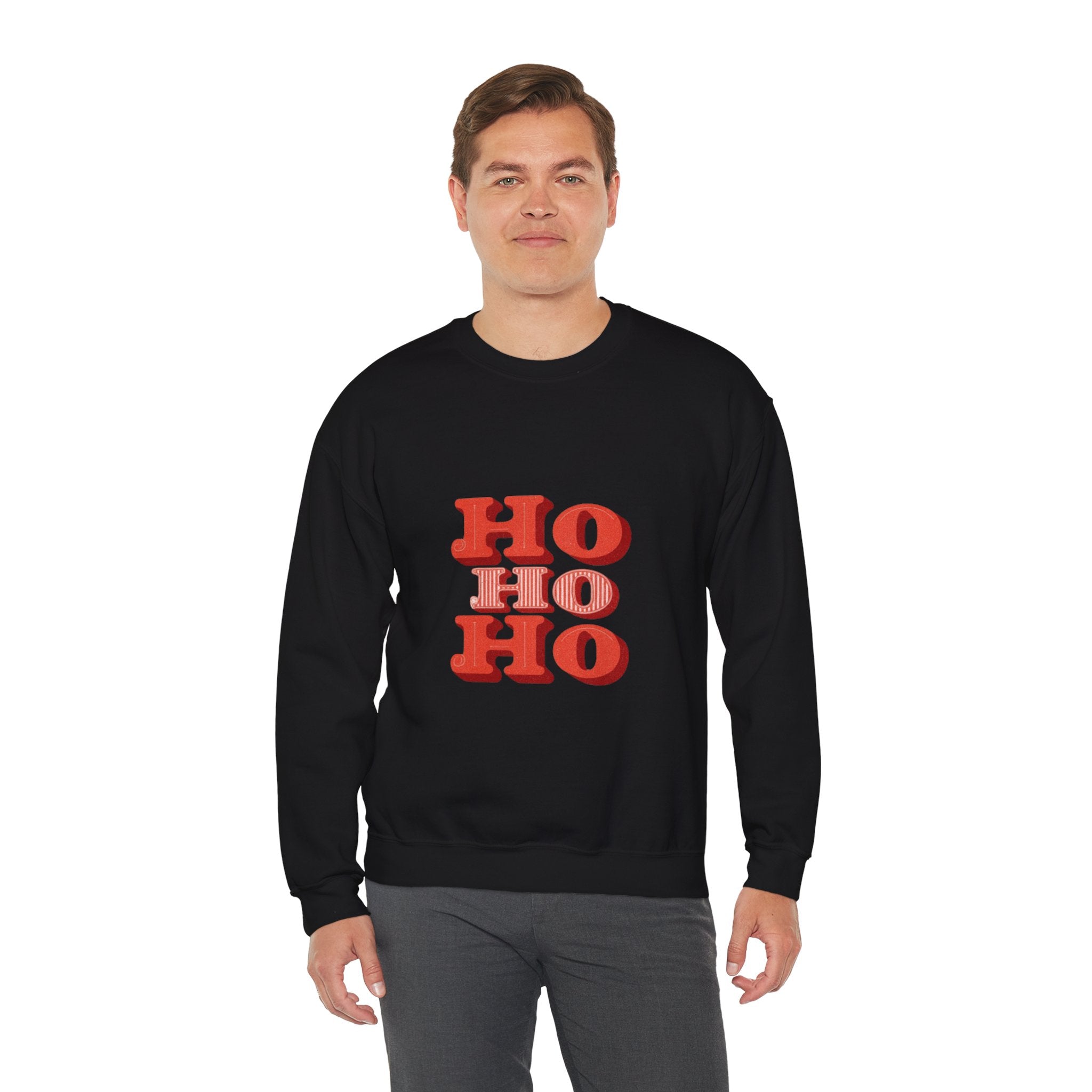 Holiday Crewneck Sweatshirt – Retro 'HO HO HO' Christmas Sweatshirt