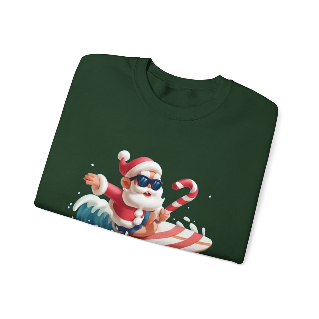 Holiday Holiday Crewneck Sweatshirt — Surfing Santa Christmas Sweatshirt