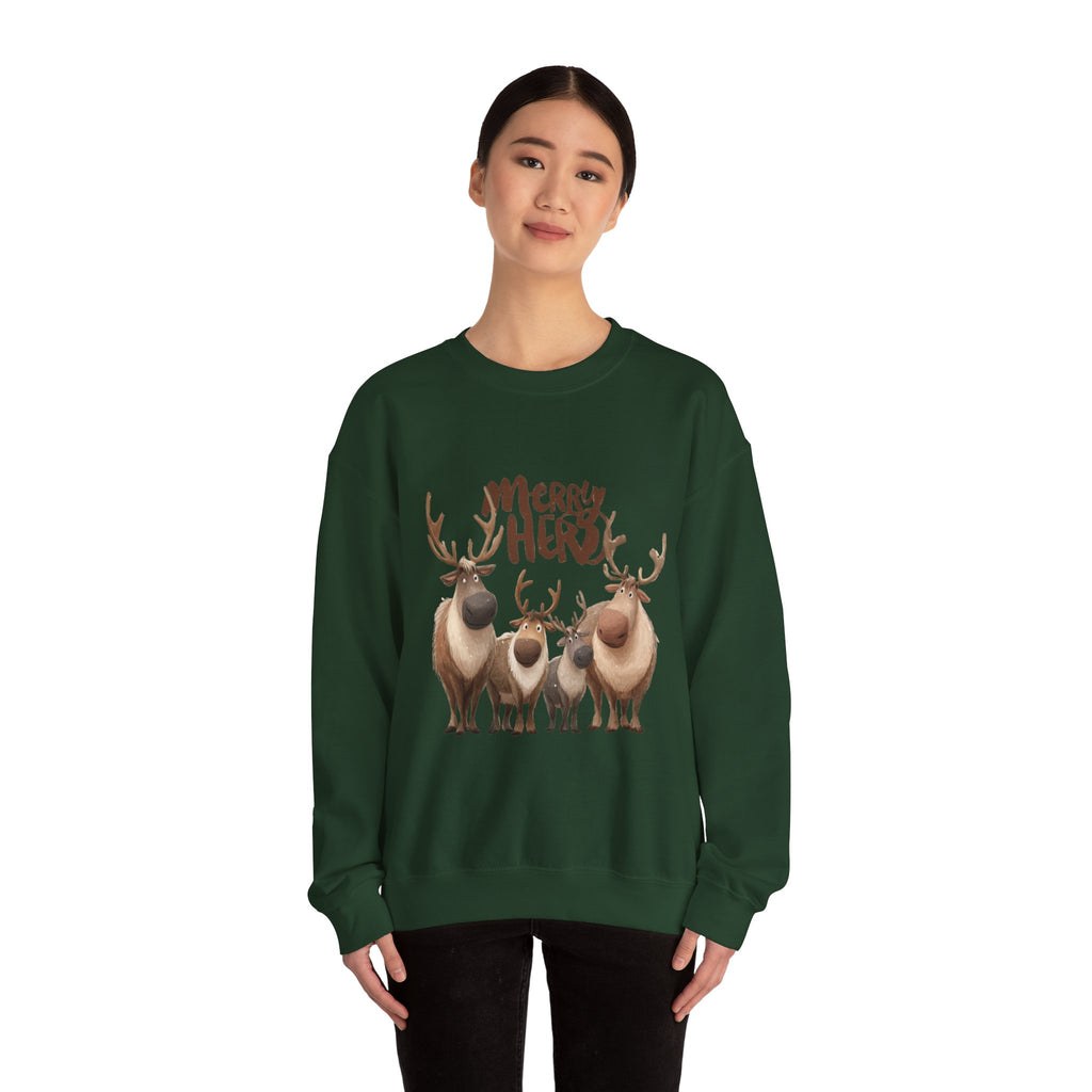 Merry Herd Reindeer Crewneck Sweatshirt