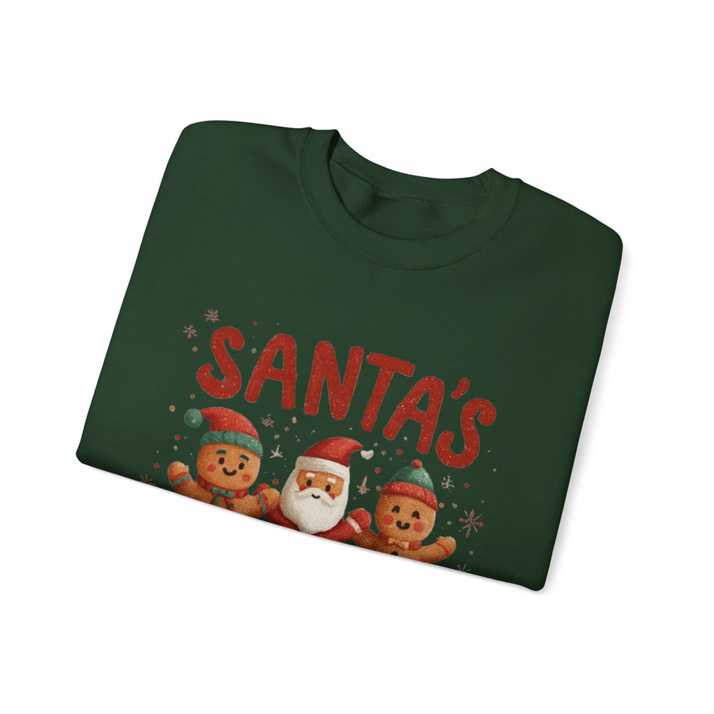 Christmas Sweatshirt - "Santa's Sweet Squad" Gingerbread & Santa Holiday Crewneck