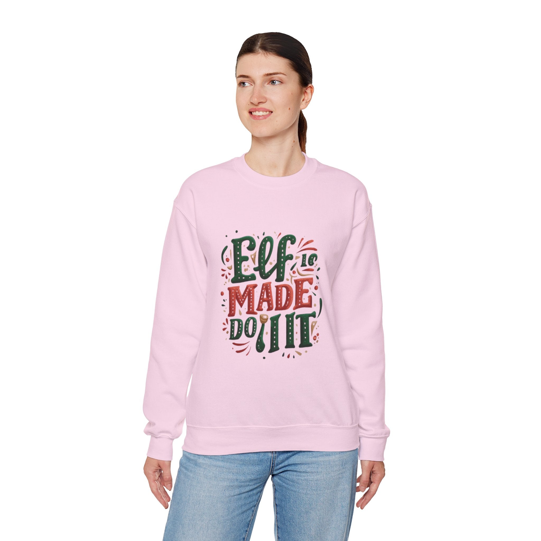 Elf Made Do It Sweatshirt — Funny Christmas Crewneck Holiday Sweater