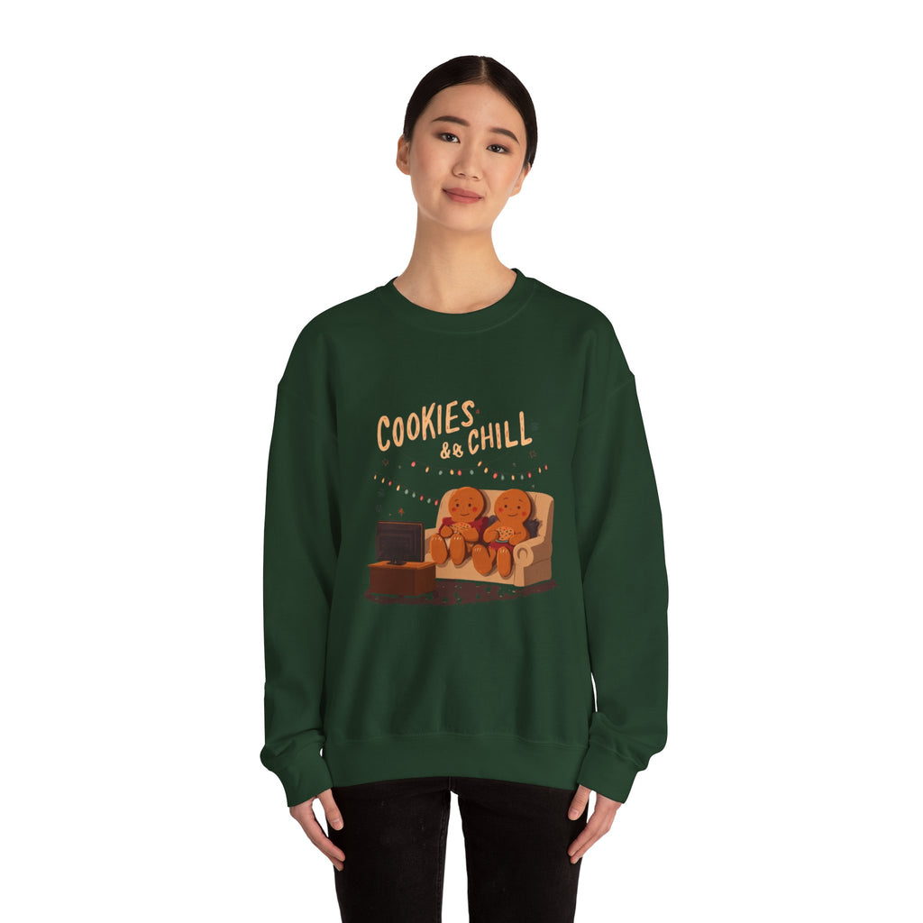 Cookies & Chill Sweatshirt — Cute Gingerbread Movie Night Crewneck