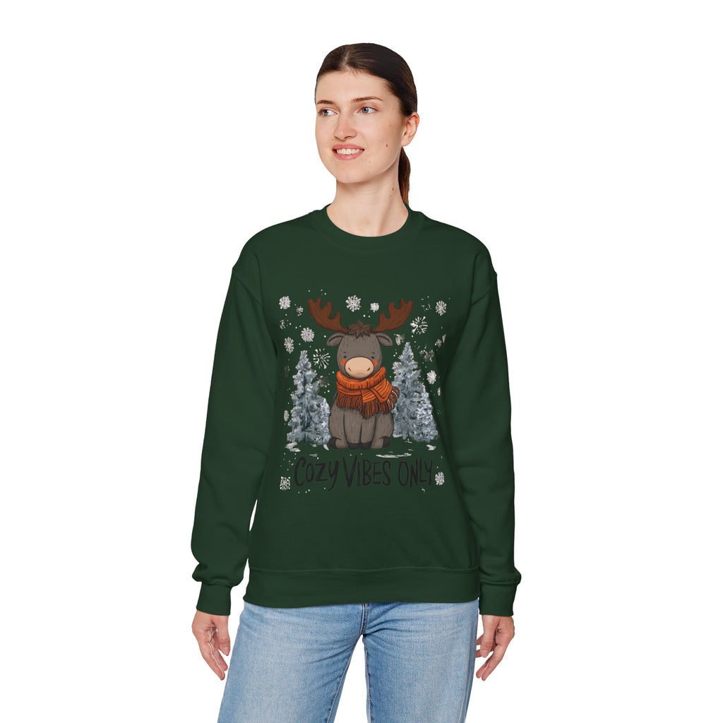 Cozy Vibes Only Sweatshirt — Cute Winter Moose Crewneck