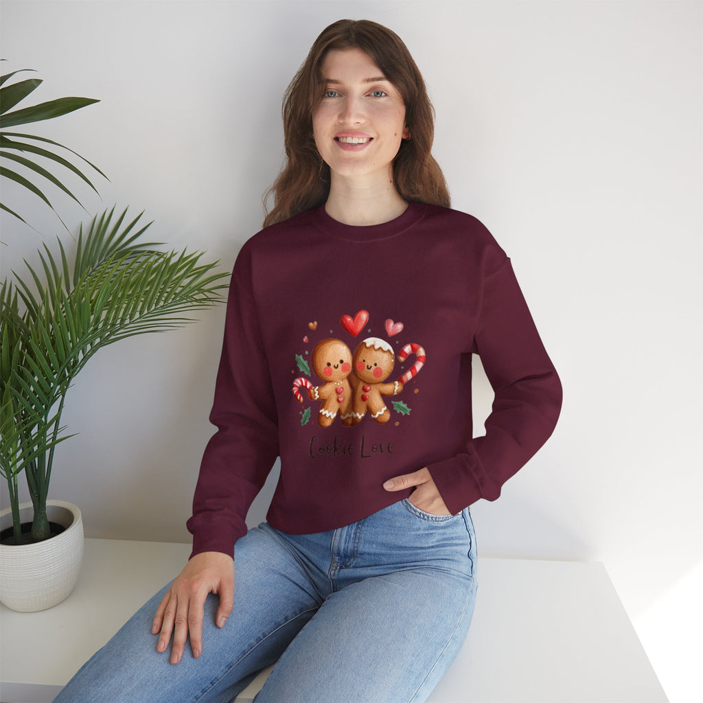 Crewneck Sweatshirt — 'Cookie Love' Cute Gingerbread Couple Holiday Pullover