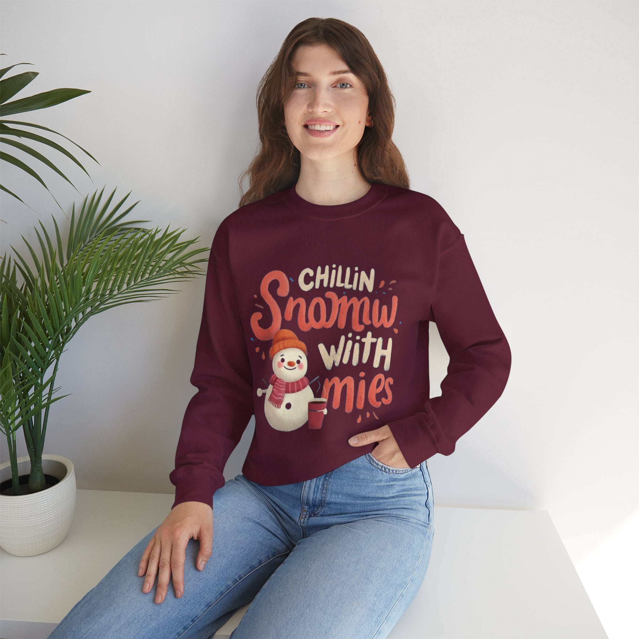Sweatshirt — "Chillin' Snowman With Smiles" Cozy Holiday Crewneck