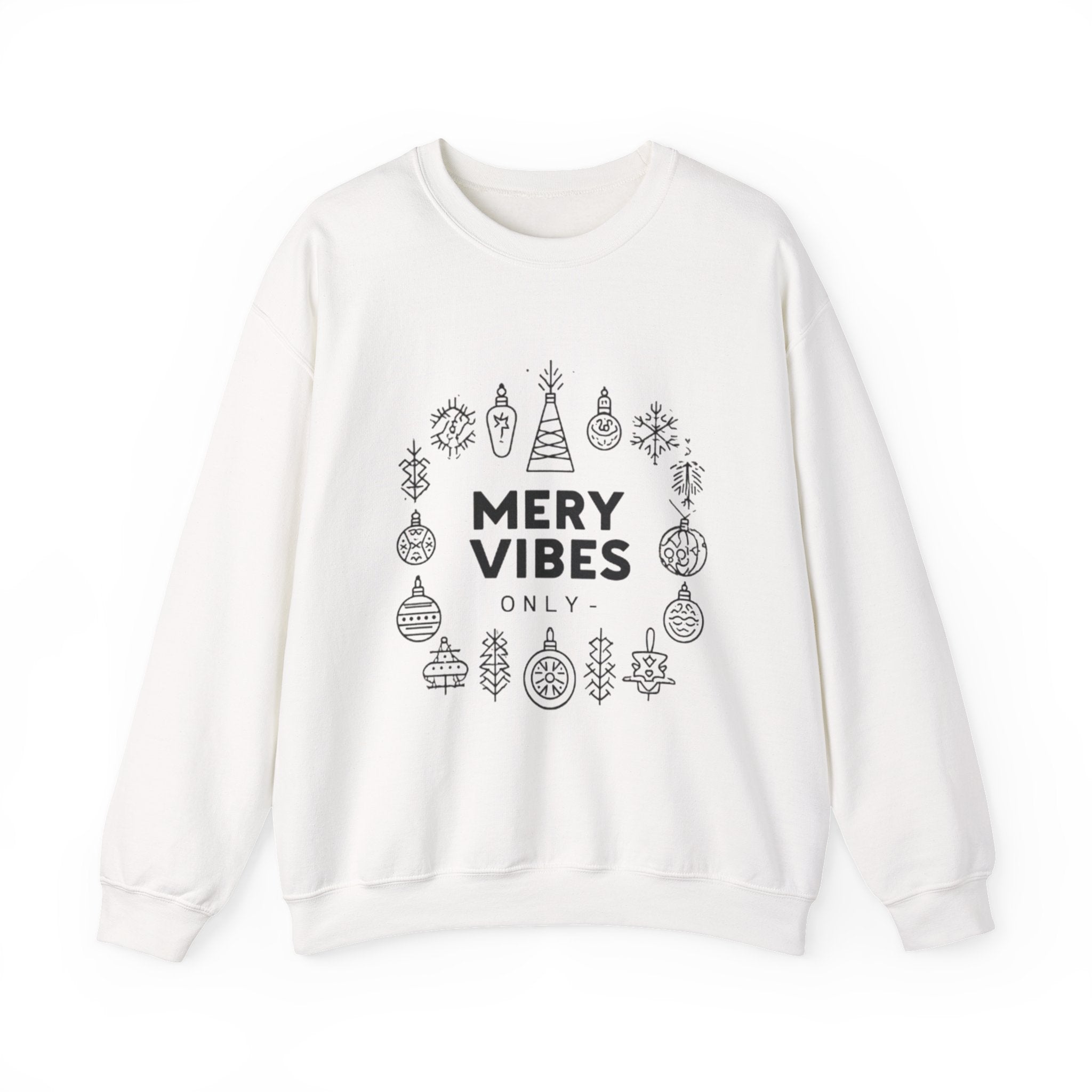 Sweatshirt — "Mery Vibes Only" Christmas Ornament Holiday Crewneck
