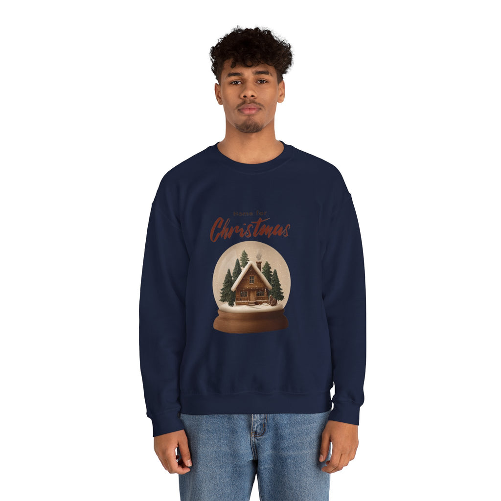 Christmas Snow Globe Crewneck Sweatshirt — "Home for Christmas" Cabin Design