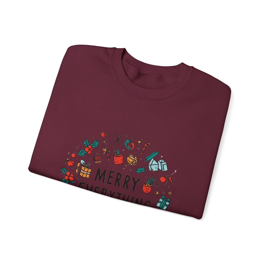Merry Everything Crewneck Sweatshirt — Holiday Graphic Pullover