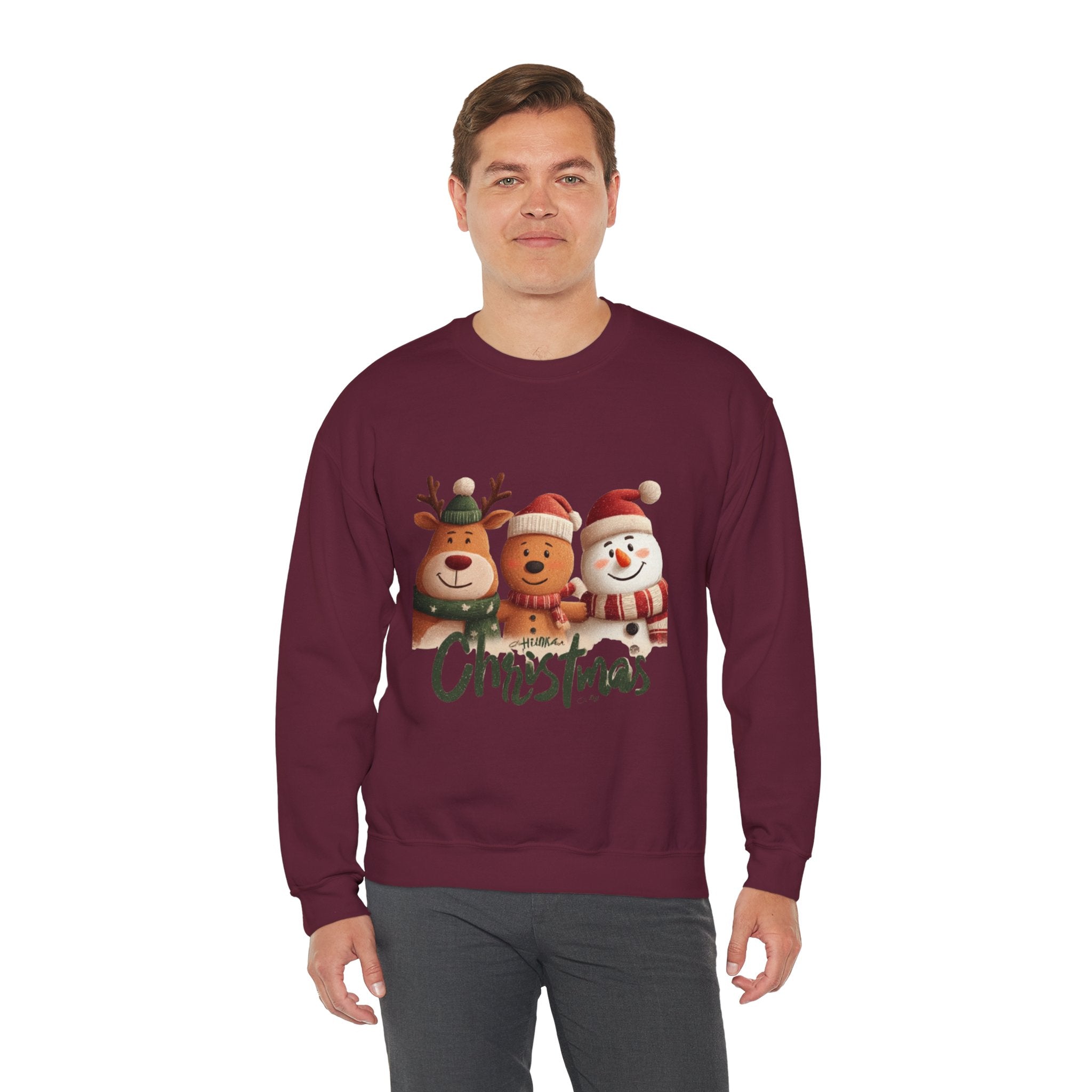 Christmas Crewneck Sweatshirt — Cute Reindeer, Bear & Snowman Holiday Pullover