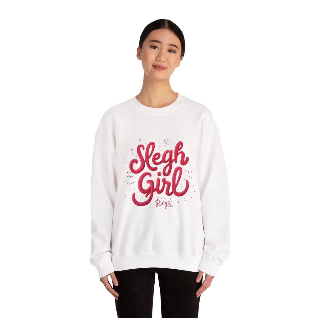 Crewneck Sweatshirt - 'Sleigh Girl' Christmas Graphic Holiday Pullover