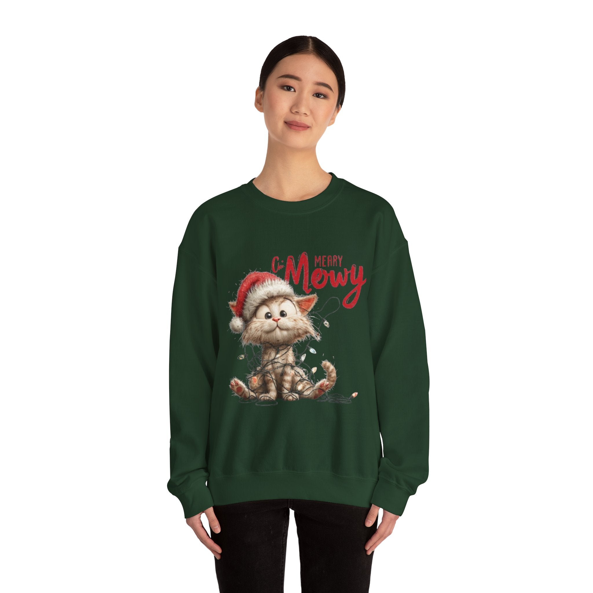 Merry Mewry Cat Sweatshirt — Cute Christmas Kitty Crewneck