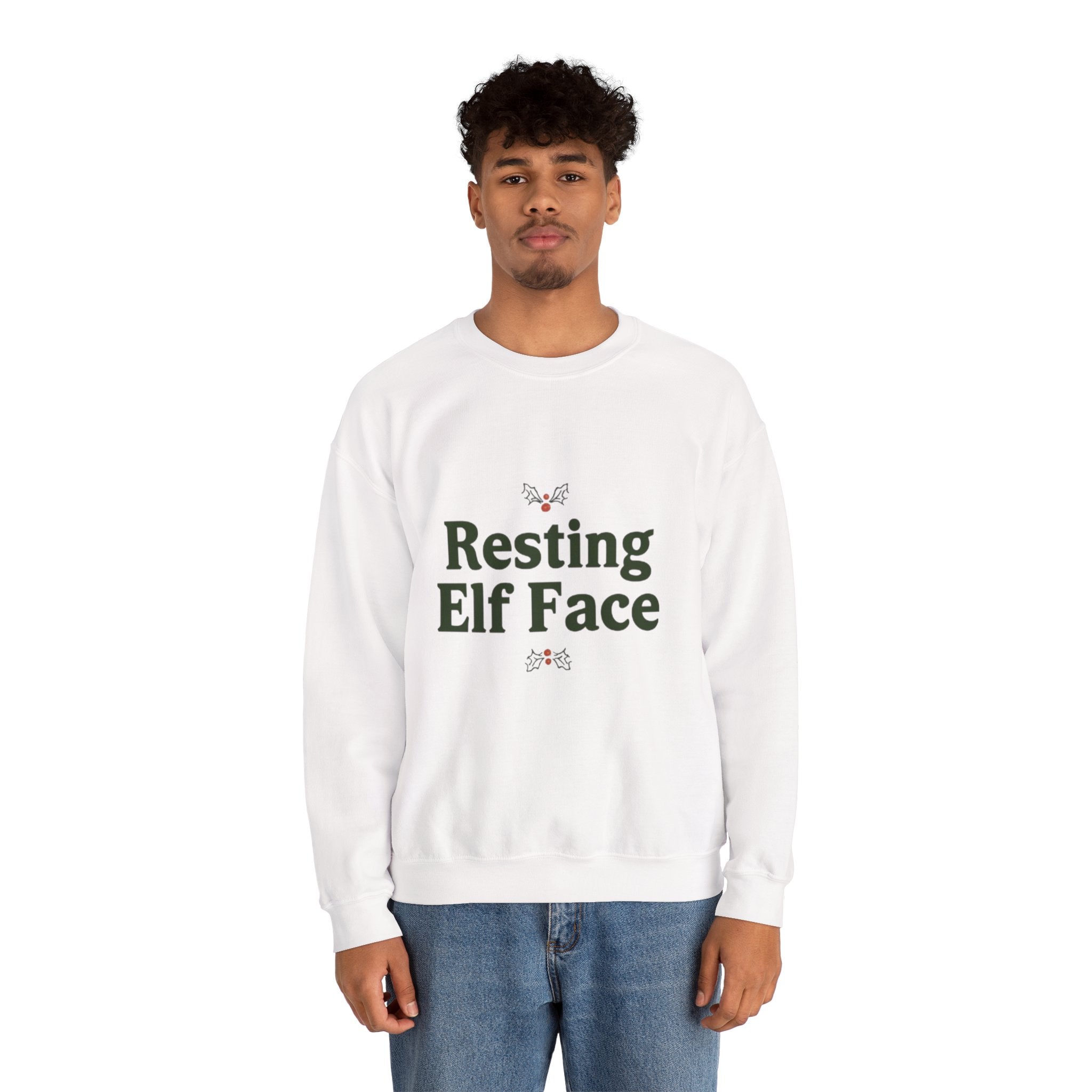 Sweatshirt — "Resting Elf Face" Holiday Crewneck, Funny Christmas Sweatshirt