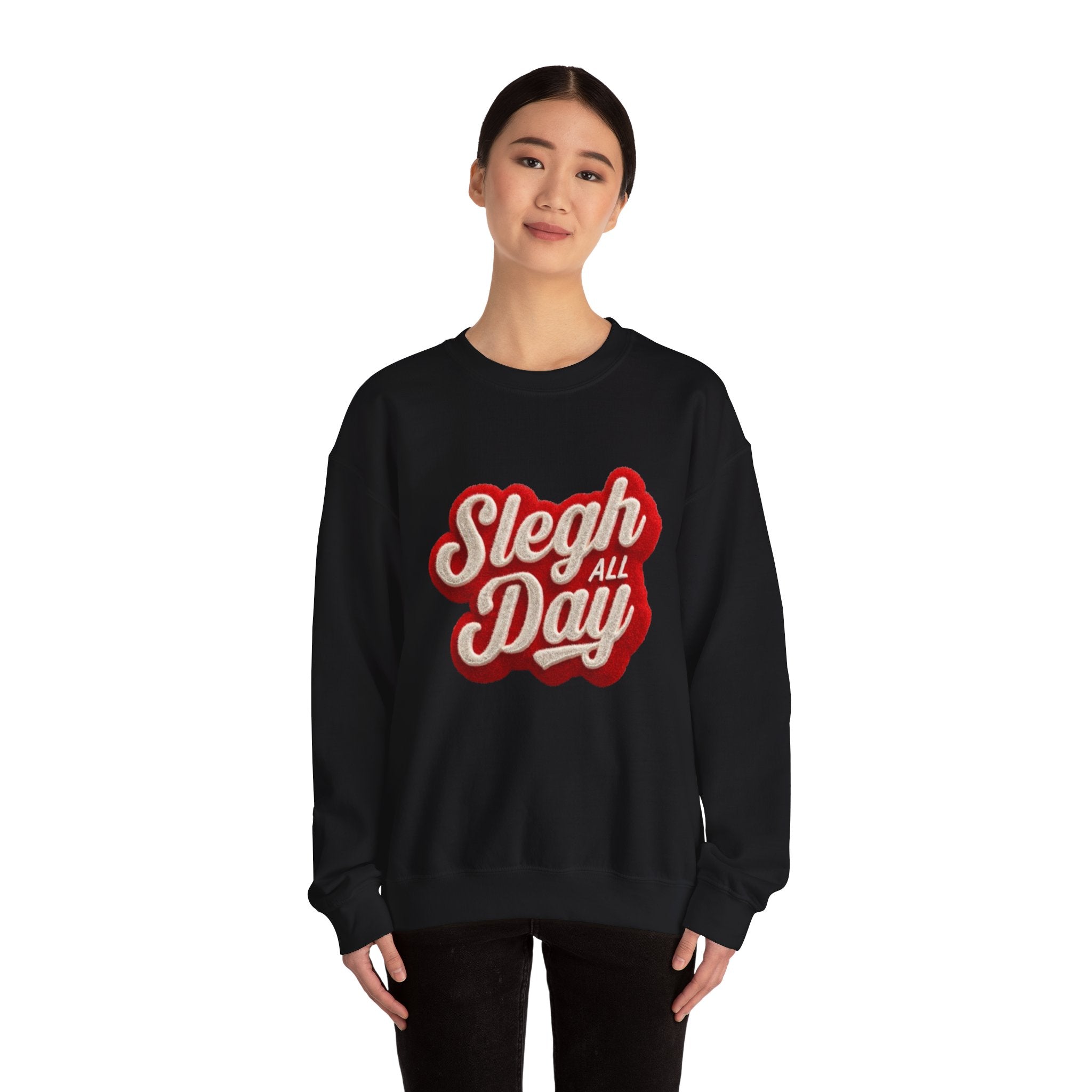 Sleigh All Day Crewneck Sweatshirt — Retro Holiday Christmas Pullover