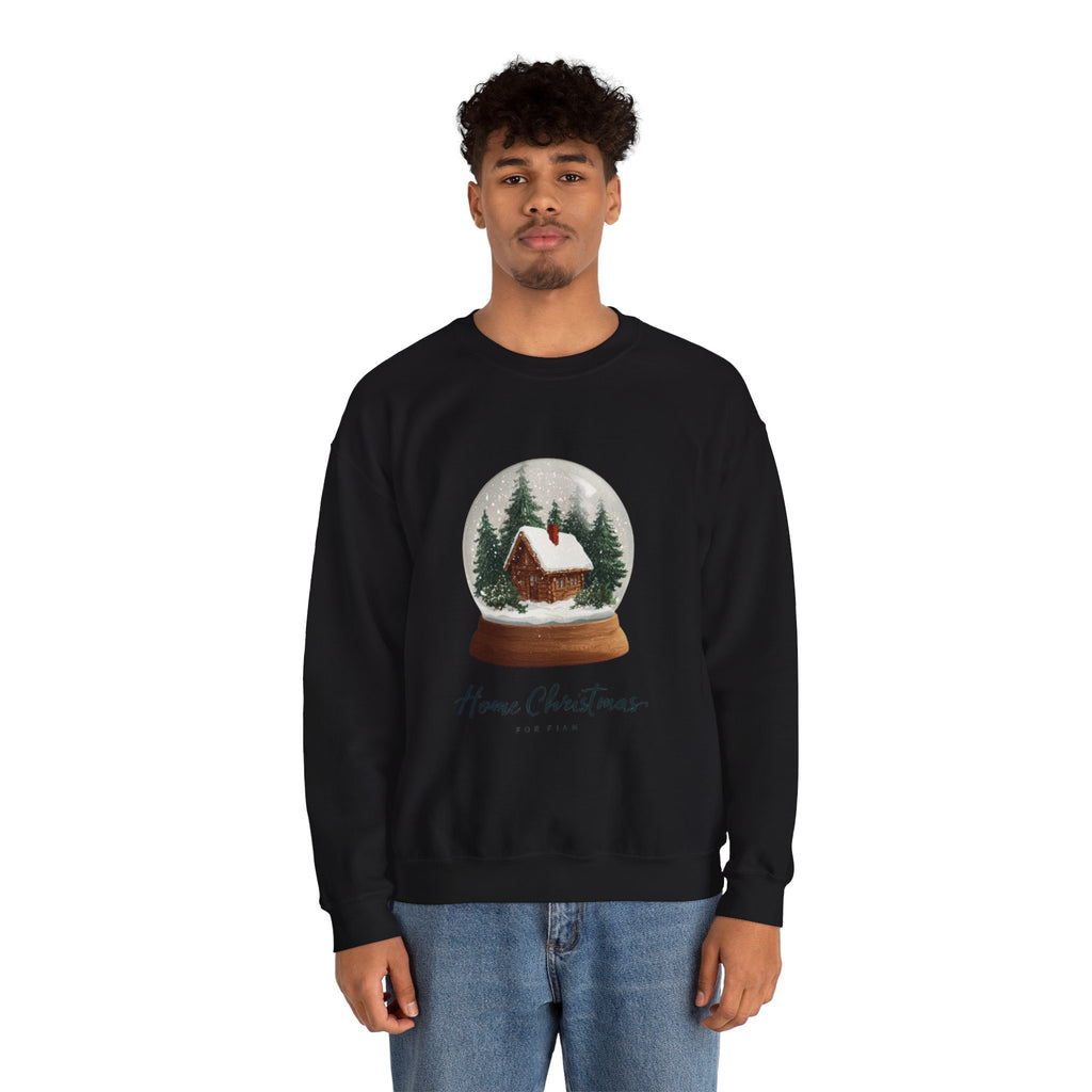 Christmas Snow Globe Sweatshirt – “Home Christmas” Cabin Crewneck