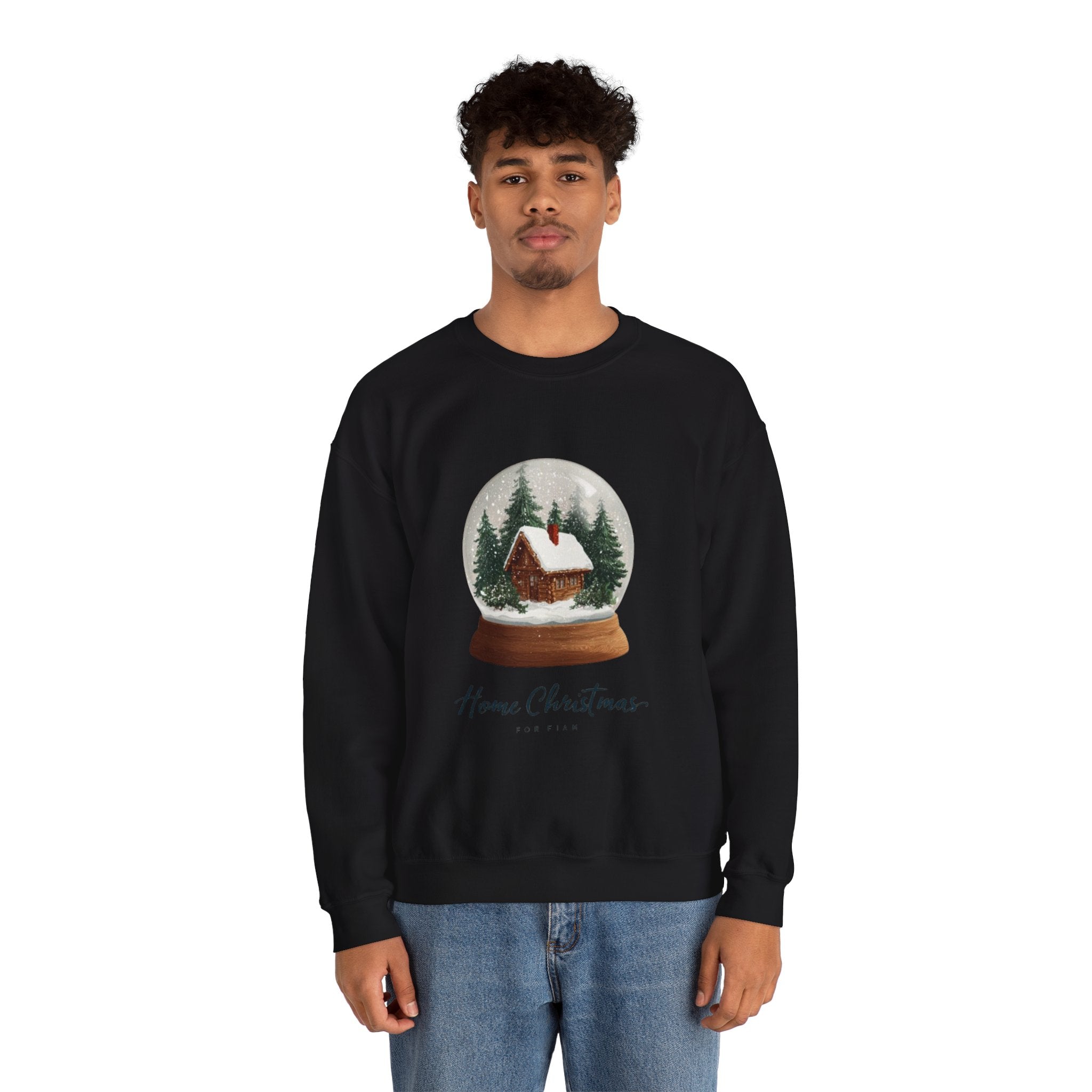 Christmas Snow Globe Sweatshirt – “Home Christmas” Cabin Crewneck