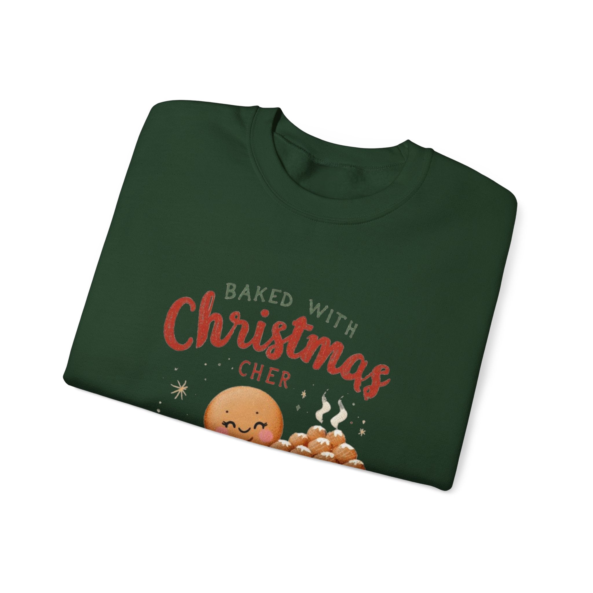 Crewneck Sweatshirt — "Baked With Christmas Cheer" Gingerbread Holiday Sweatshirt