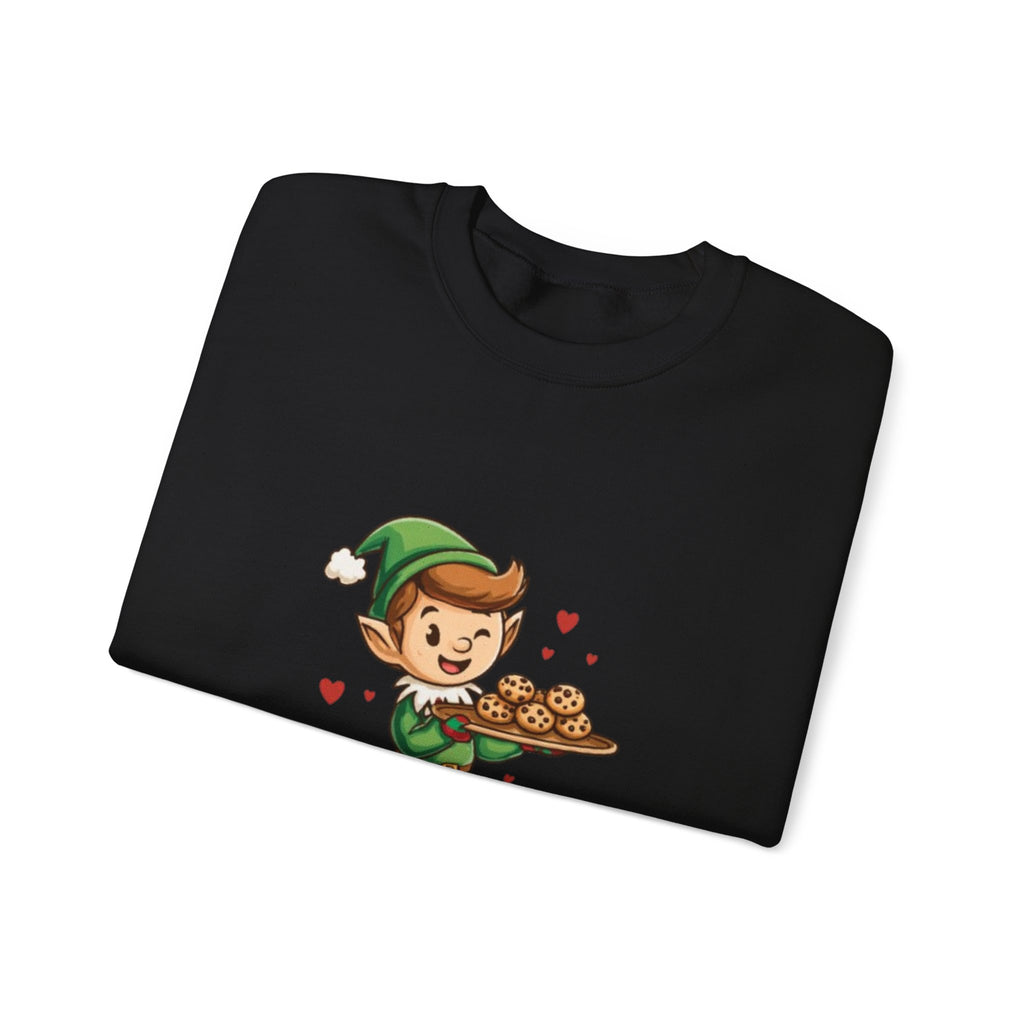Crewneck Sweatshirt — "Baked with Love" Elf Cookie Baker Holiday Tee