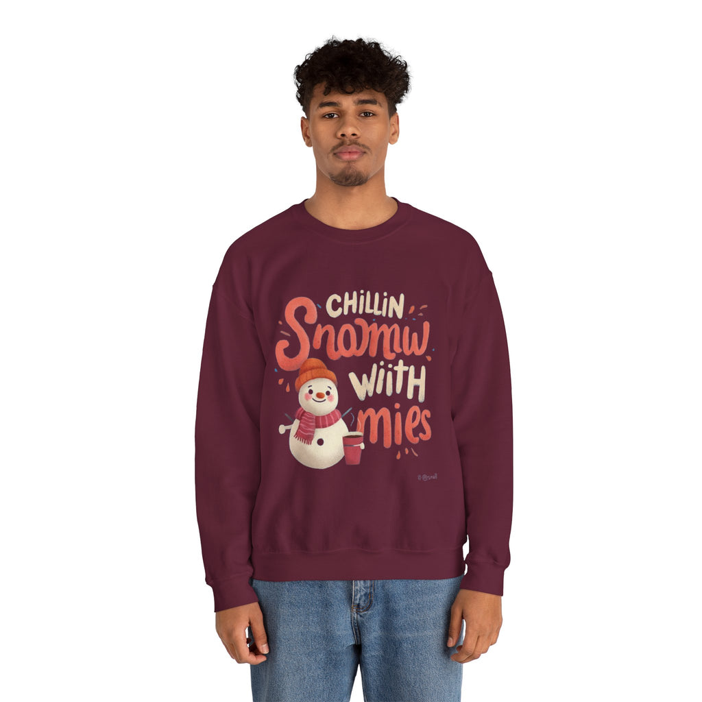 Sweatshirt — "Chillin' Snowman With Smiles" Cozy Holiday Crewneck