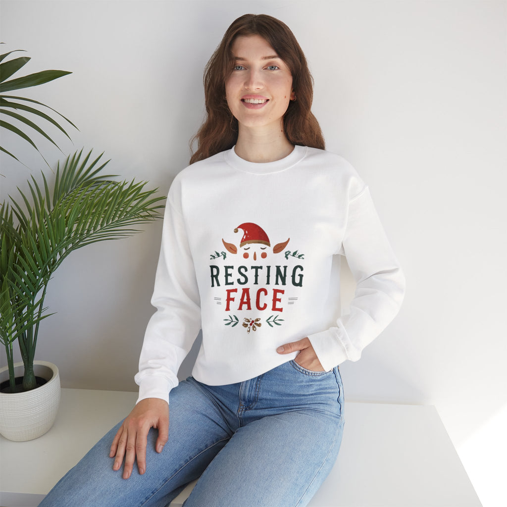 Resting Face Christmas Sweatshirt — Funny Holiday Elf Crewneck