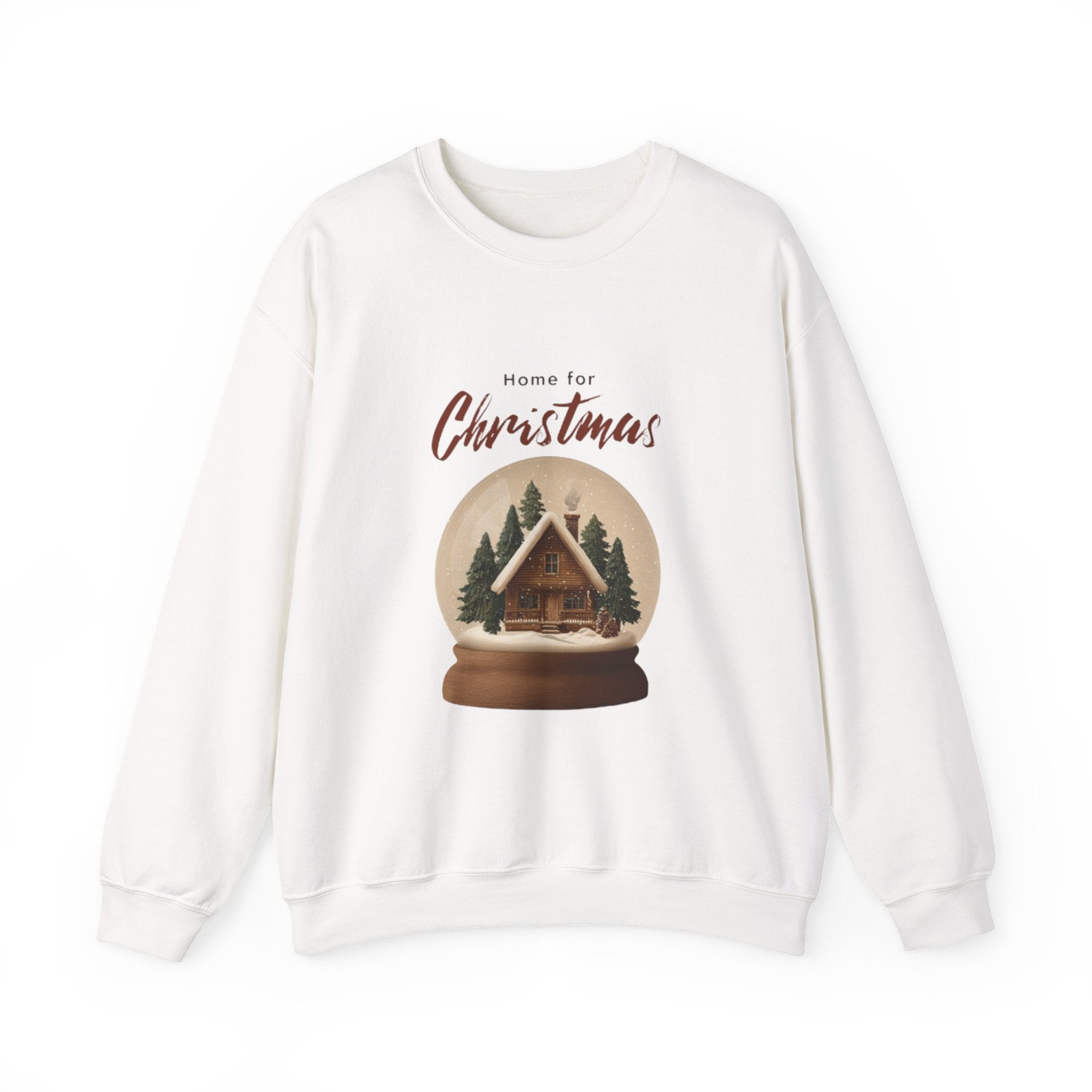 Christmas Snow Globe Crewneck Sweatshirt — "Home for Christmas" Cabin Design