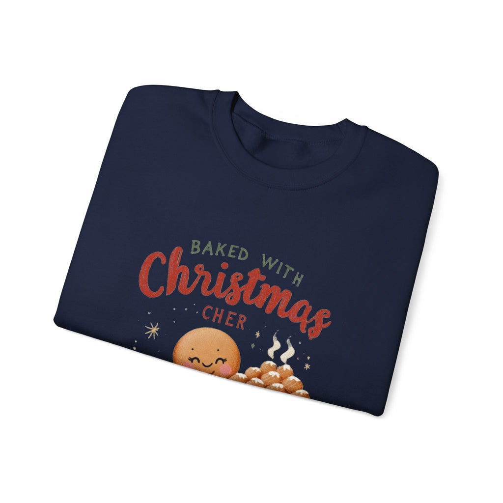 Crewneck Sweatshirt — "Baked With Christmas Cheer" Gingerbread Holiday Sweatshirt