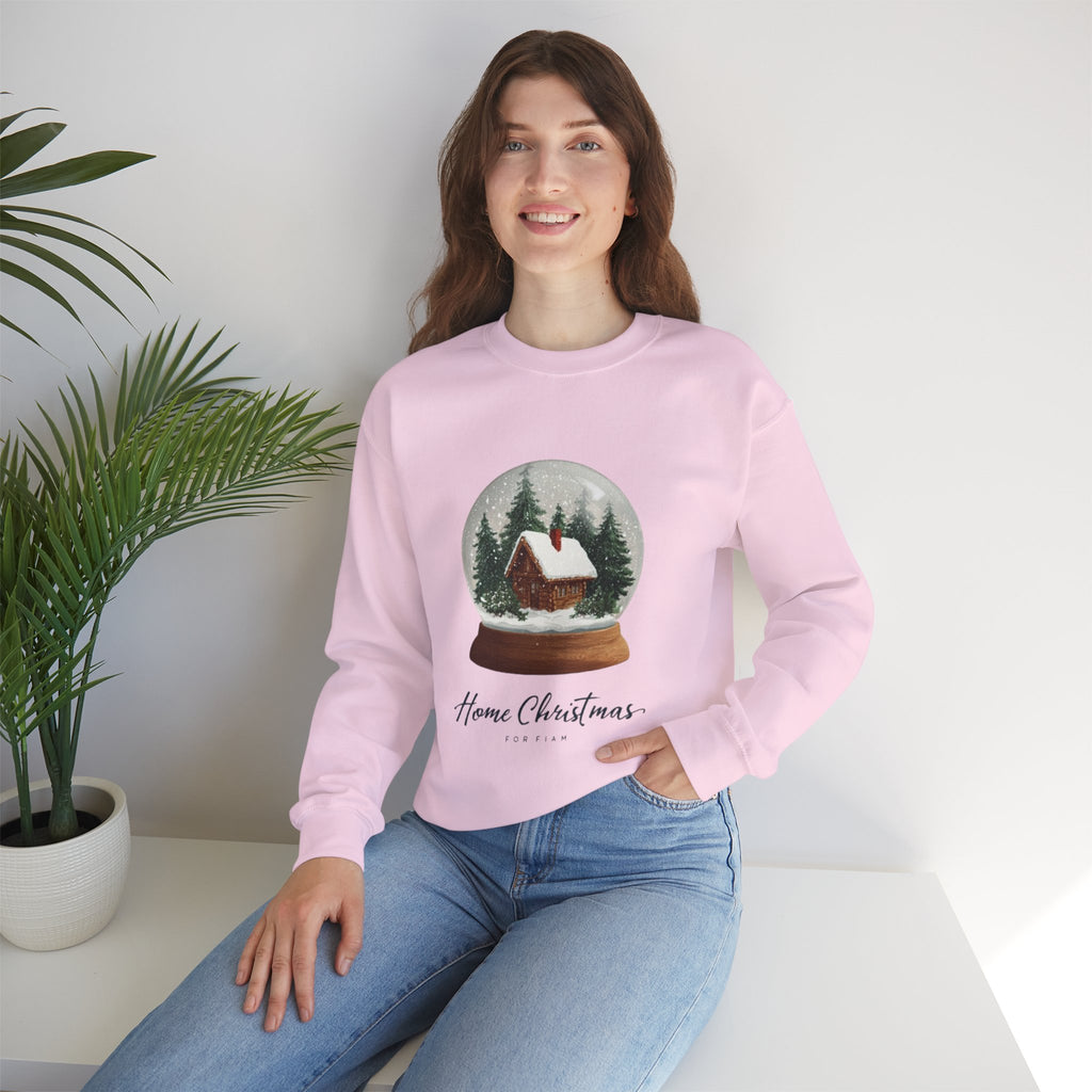 Christmas Snow Globe Sweatshirt – “Home Christmas” Cabin Crewneck