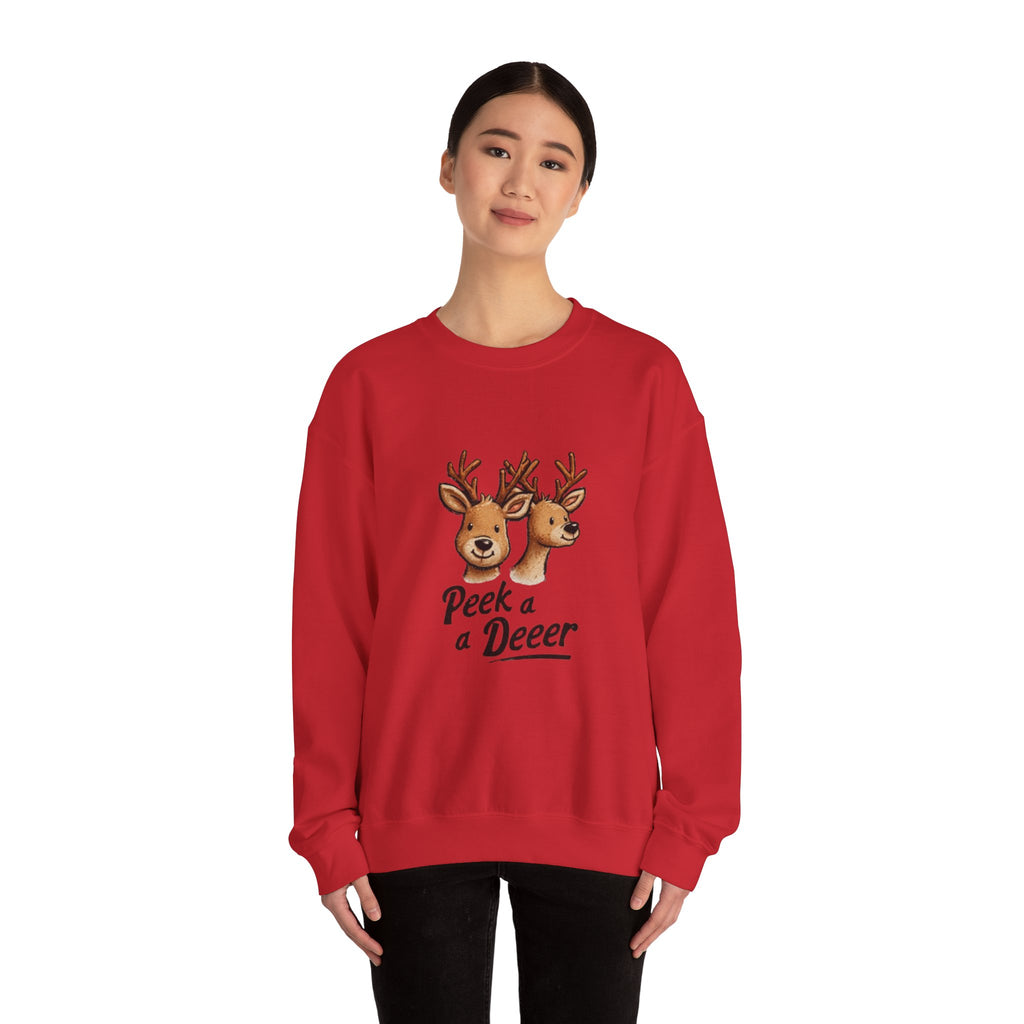 Peek a Deeer Sweatshirt — Cute Reindeer Holiday Crewneck