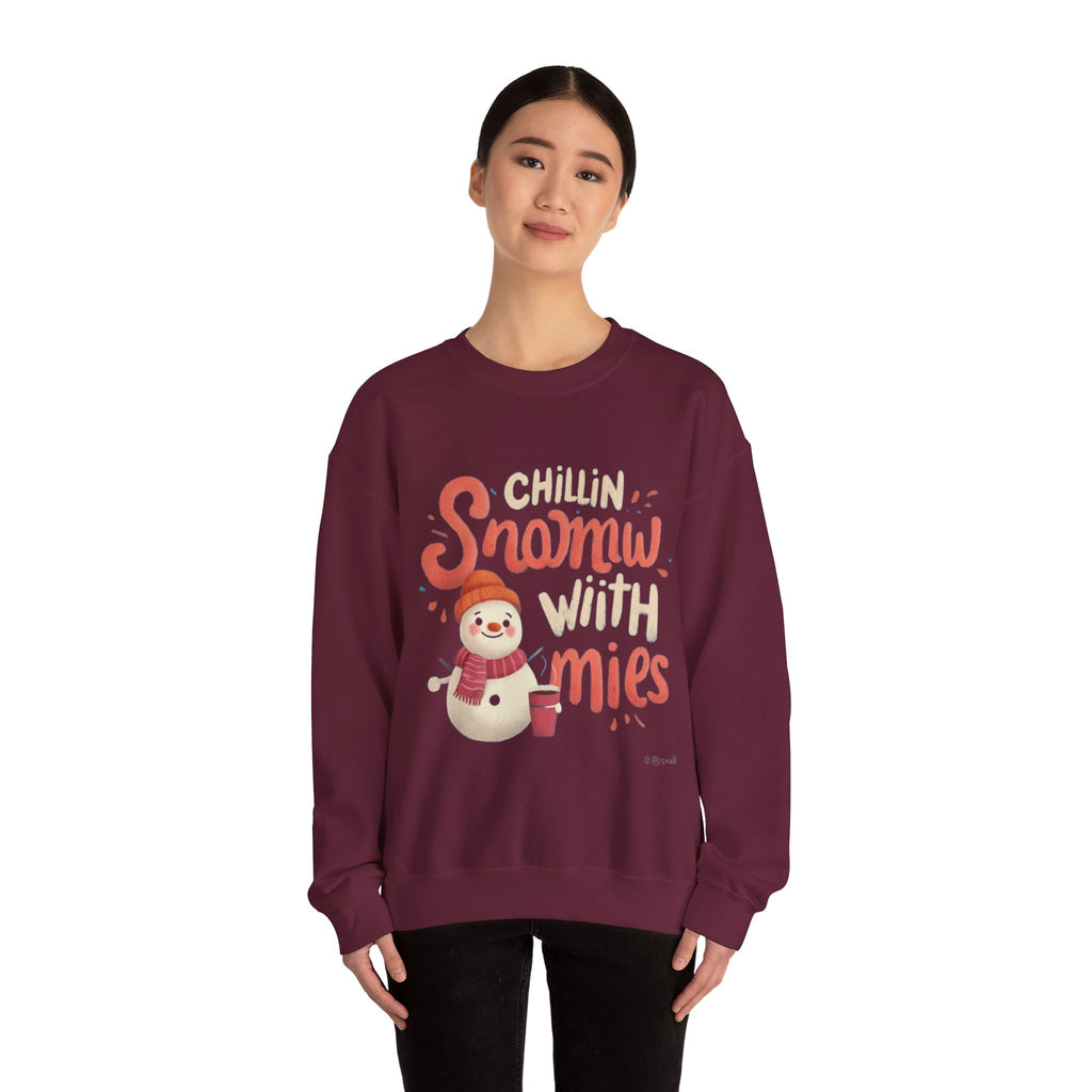 Sweatshirt — "Chillin' Snowman With Smiles" Cozy Holiday Crewneck