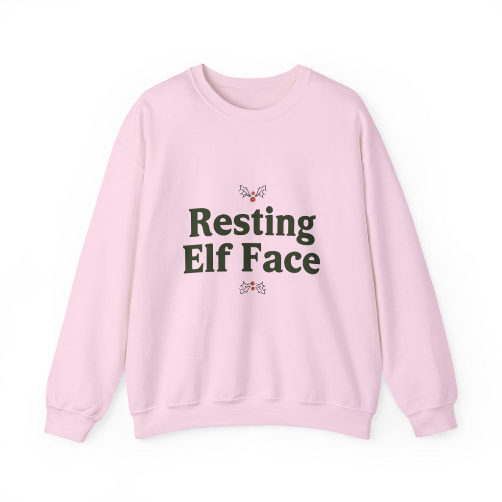Sweatshirt — "Resting Elf Face" Holiday Crewneck, Funny Christmas Sweatshirt