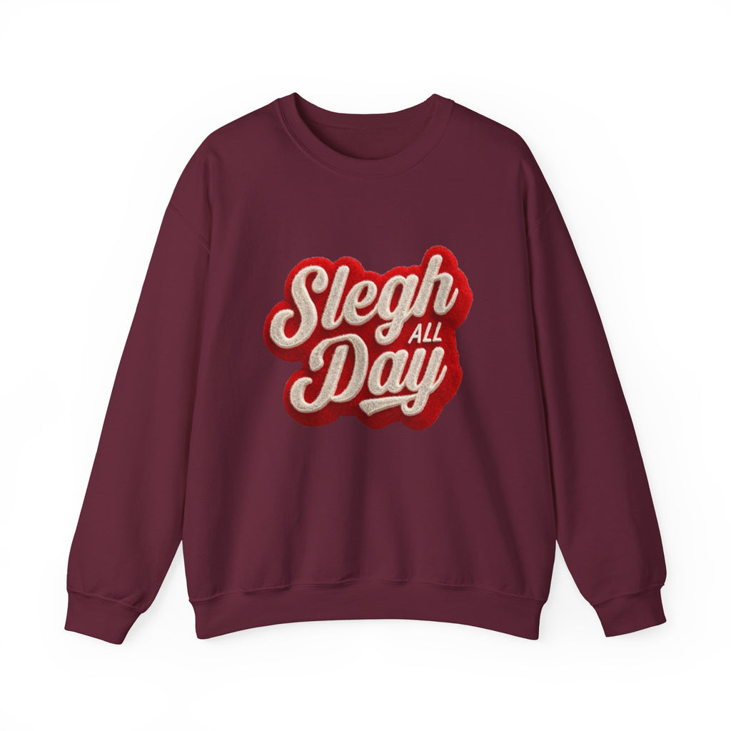 Sleigh All Day Crewneck Sweatshirt — Retro Holiday Christmas Pullover