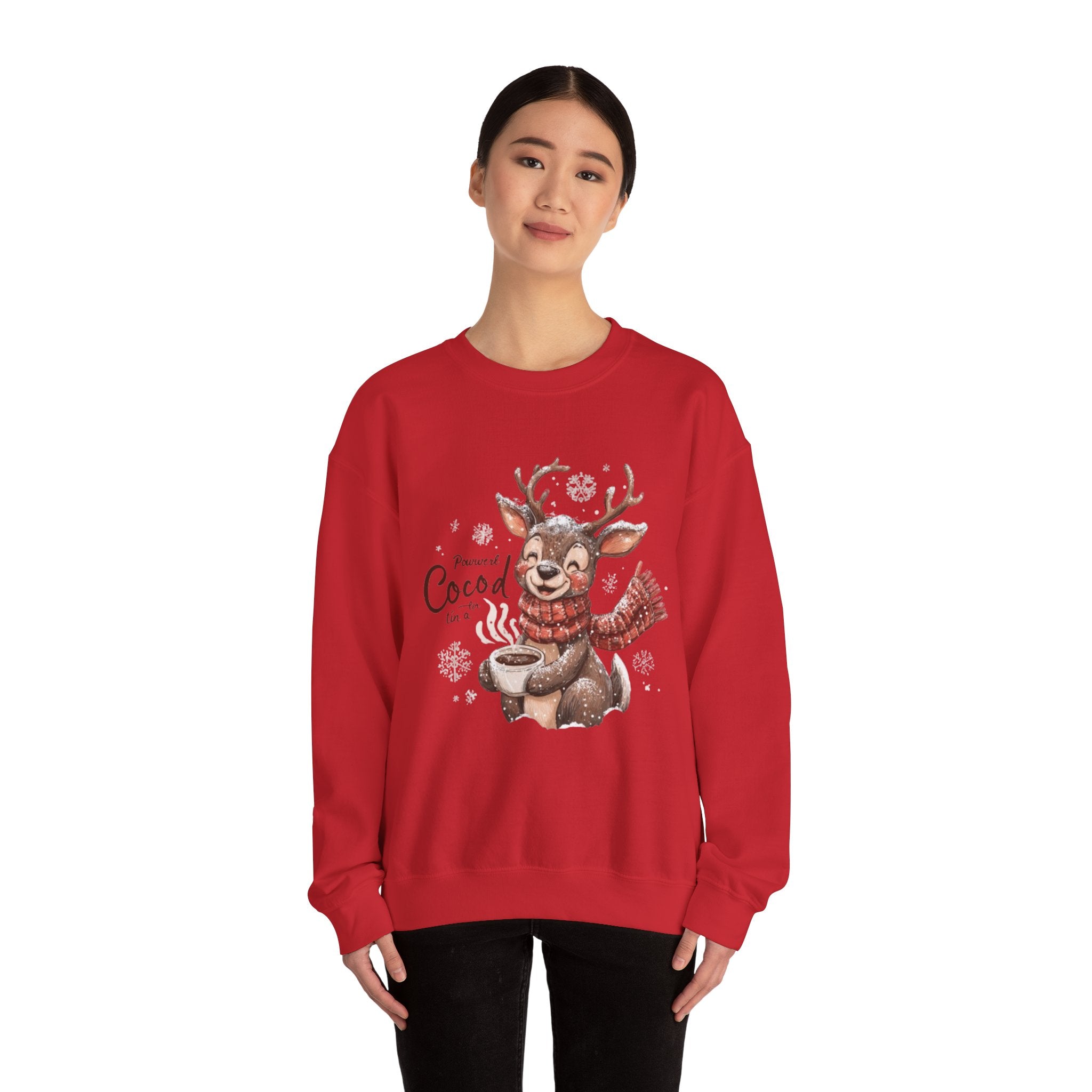 Reindeer Hot Cocoa Sweatshirt — Cozy Holiday Crewneck