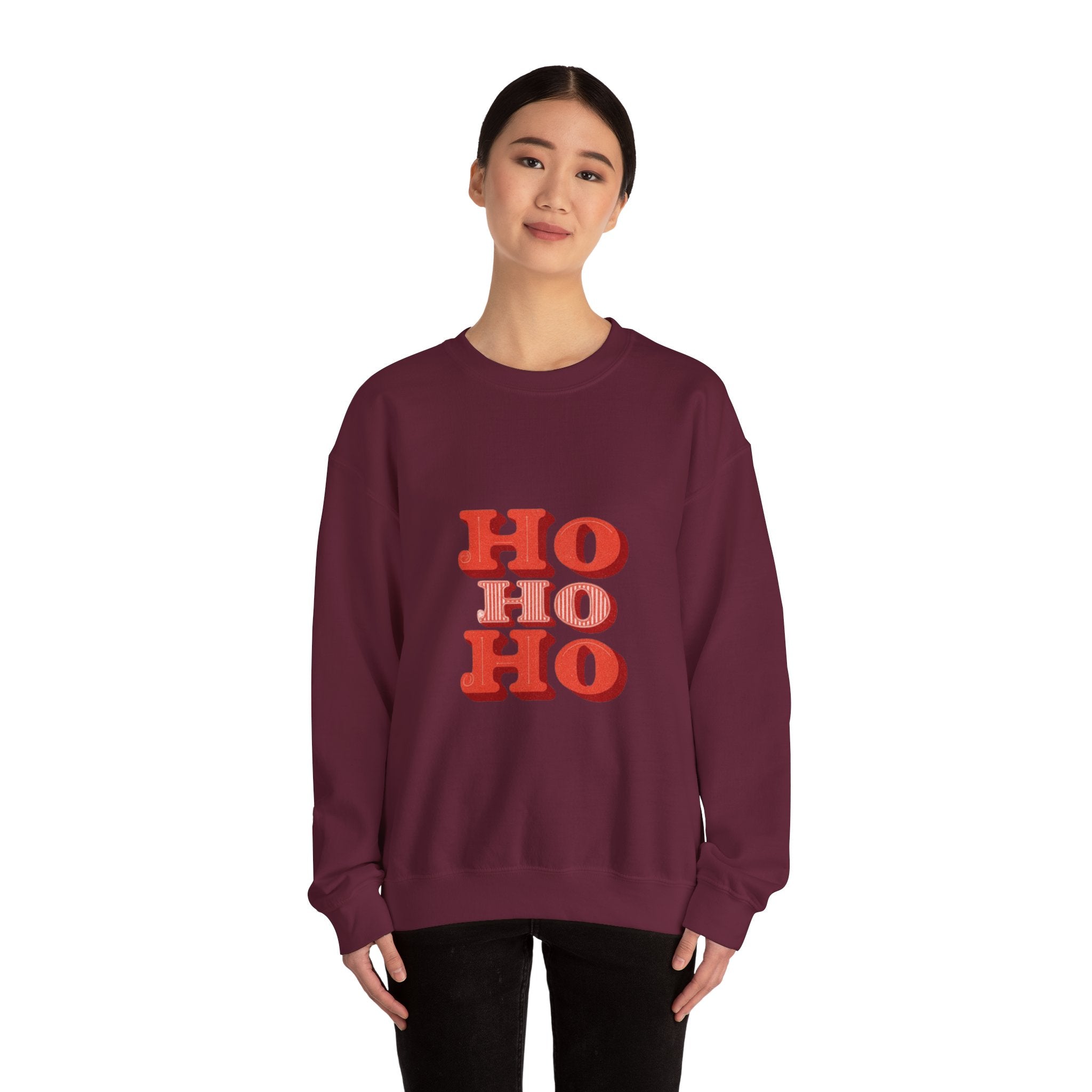 Holiday Crewneck Sweatshirt – Retro 'HO HO HO' Christmas Sweatshirt