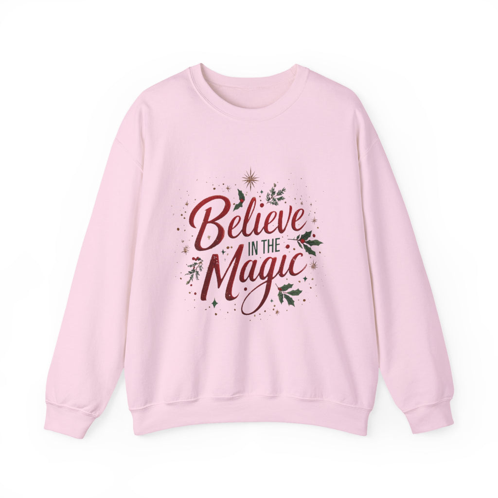 Believe in the Magic Crewneck Sweatshirt — Holiday Christmas Cozy Graphic Pullover