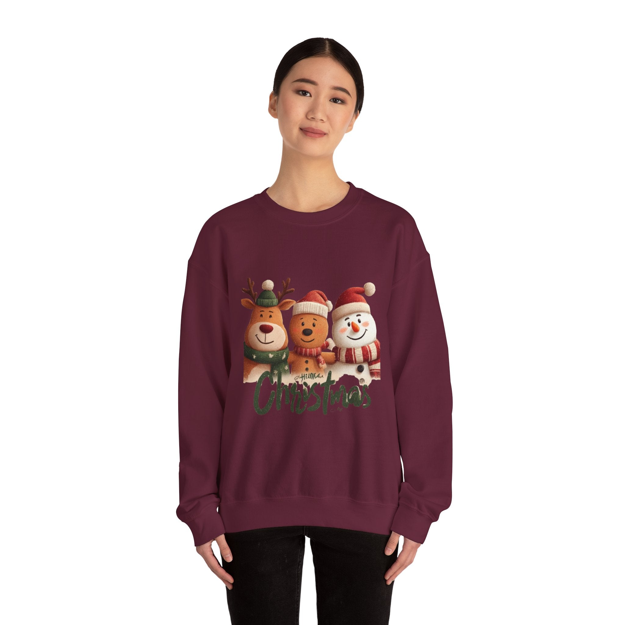 Christmas Crewneck Sweatshirt — Cute Reindeer, Bear & Snowman Holiday Pullover