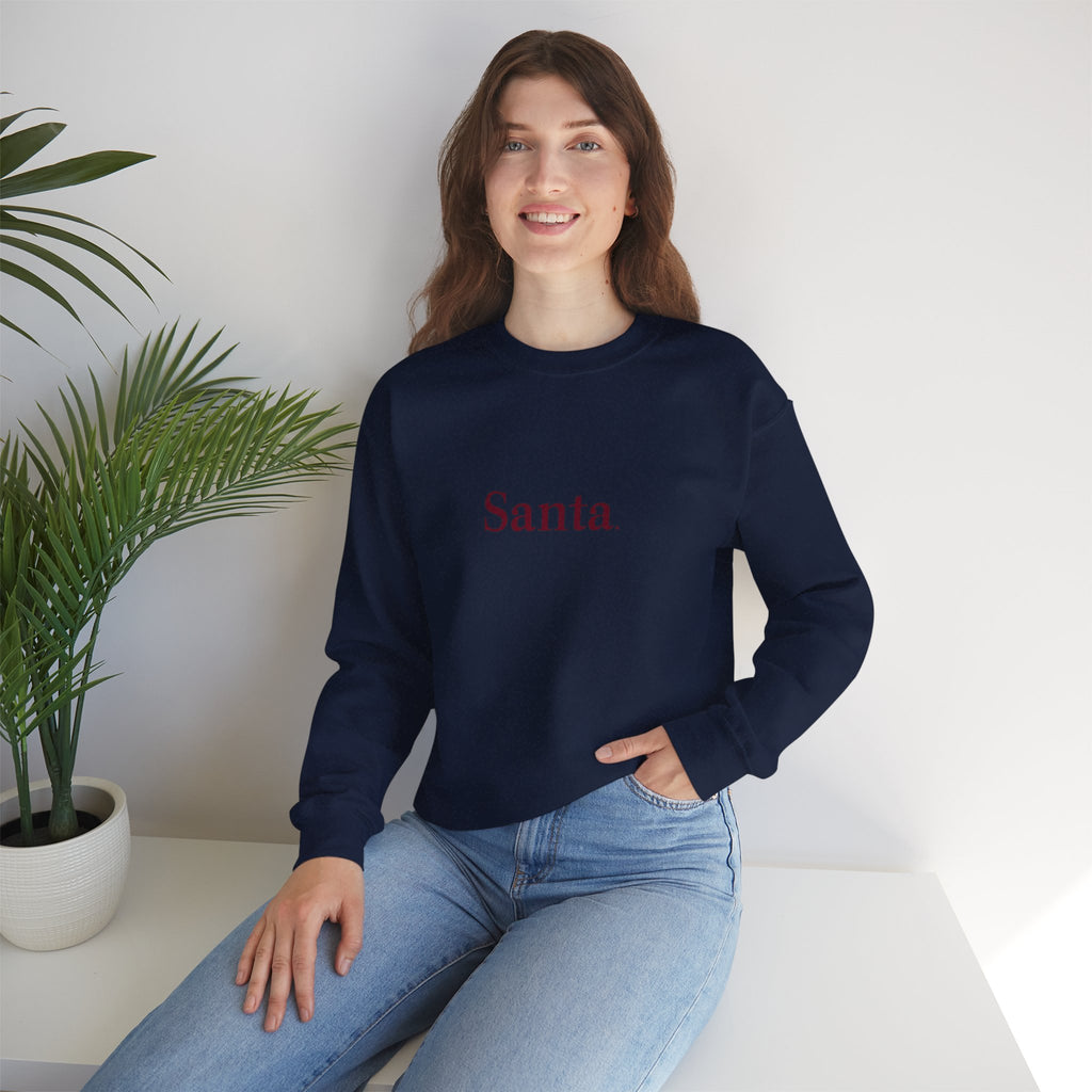 Santa. Minimalist Holiday Crewneck Sweatshirt — Simple Festive Christmas Pullover