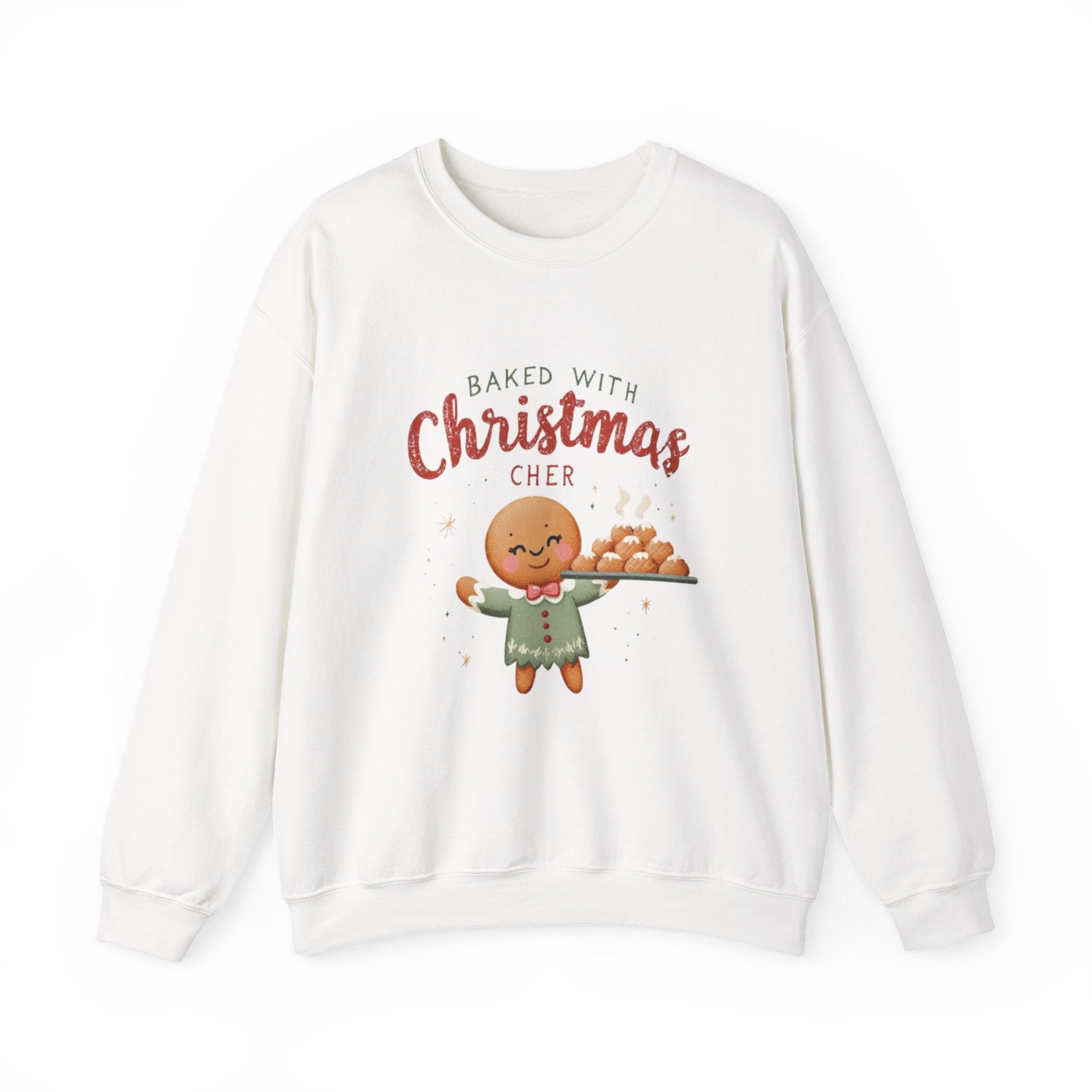 Crewneck Sweatshirt — "Baked With Christmas Cheer" Gingerbread Holiday Sweatshirt