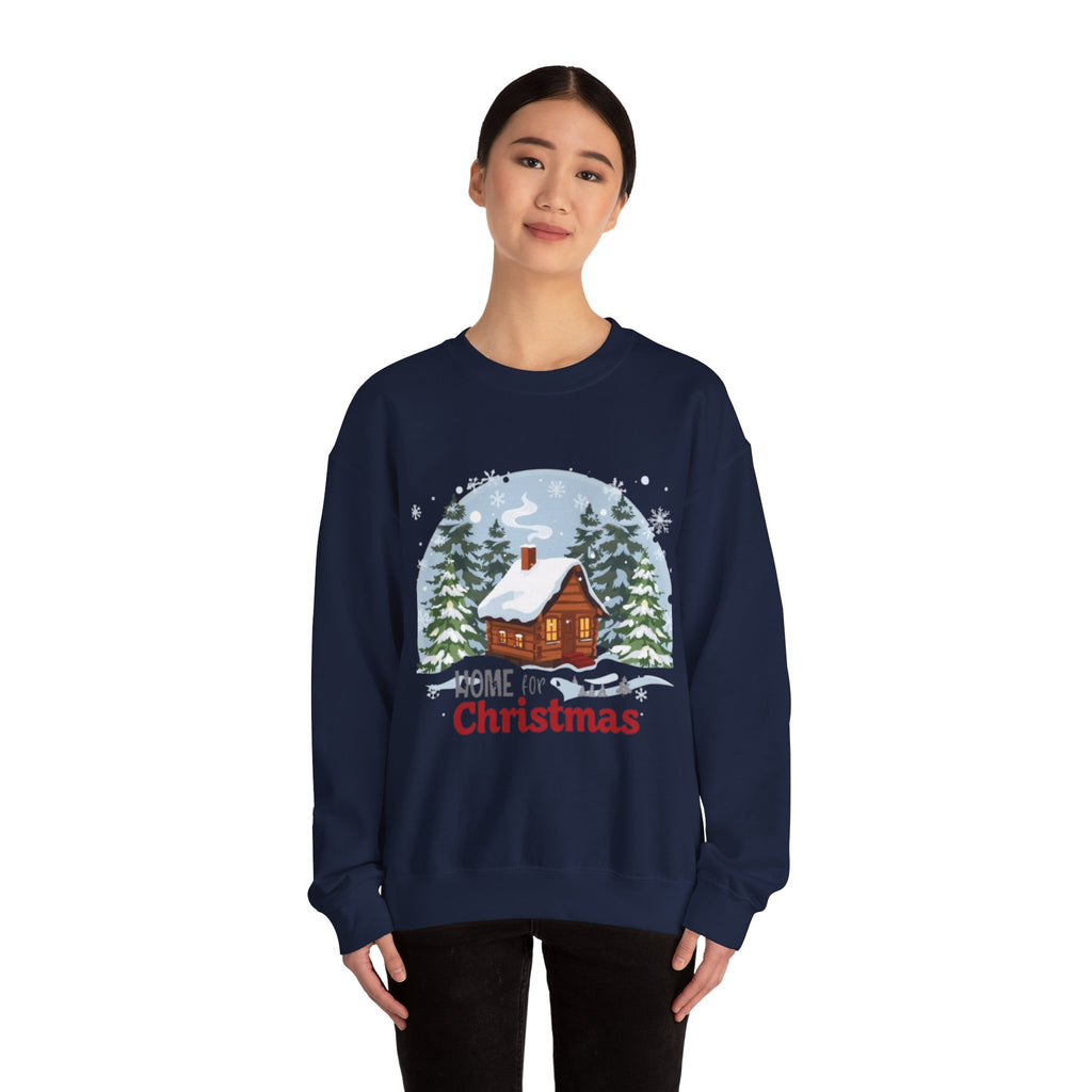 Christmas Cabin Sweatshirt – "Home for Christmas" Cozy Holiday Crewneck
