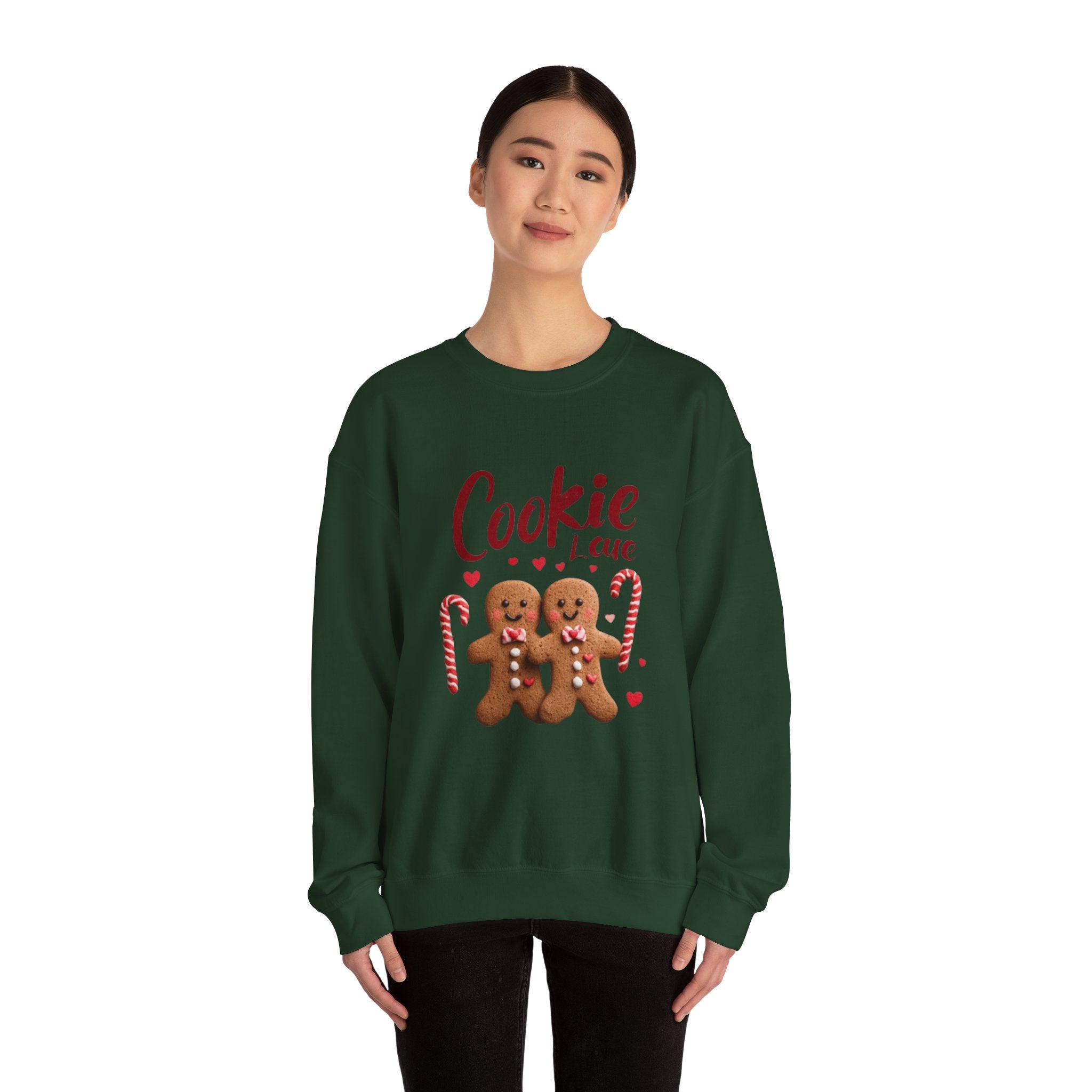 Crewneck Sweatshirt — "Cookie Love" Gingerbread Couple Holiday Sweater