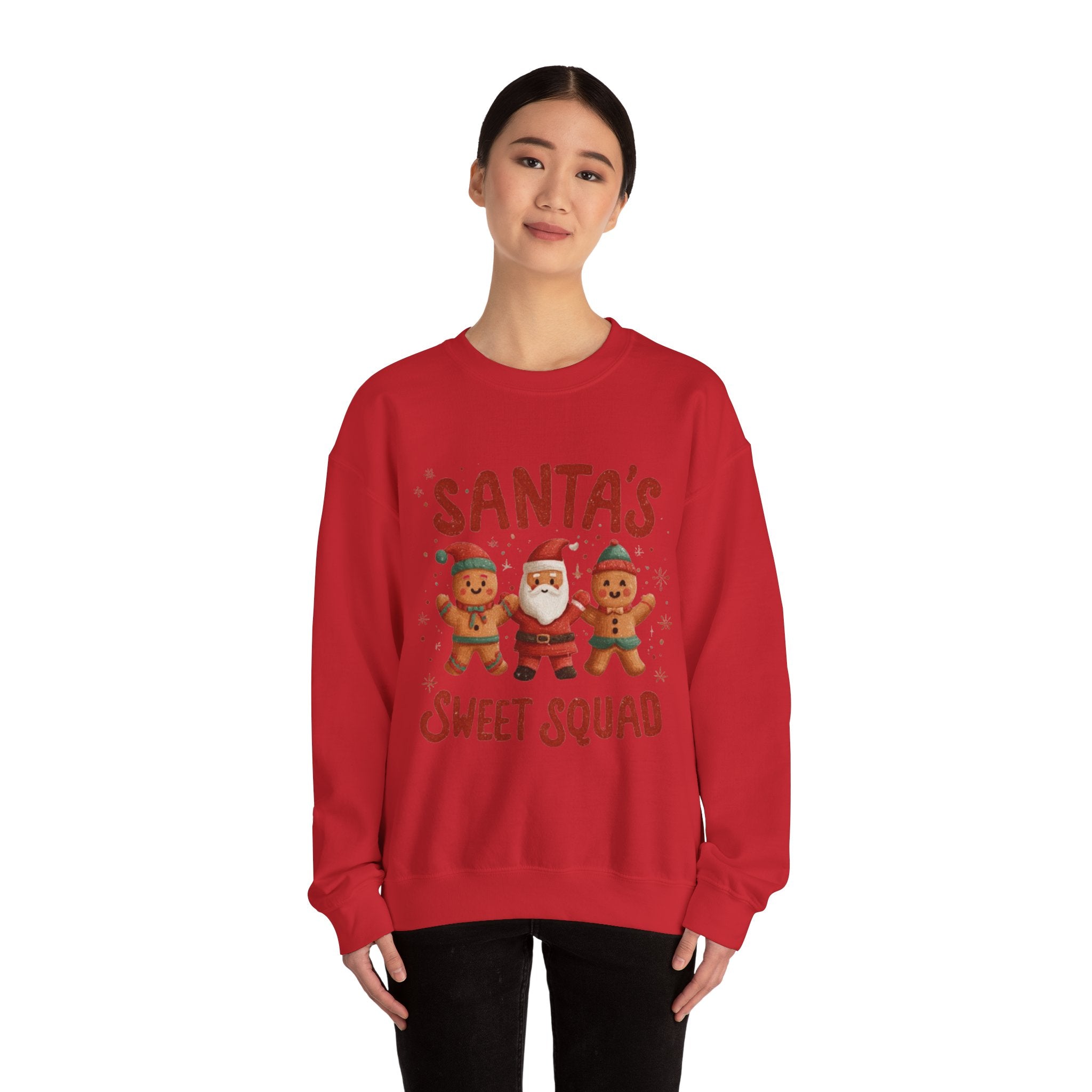 Christmas Sweatshirt - "Santa's Sweet Squad" Gingerbread & Santa Holiday Crewneck