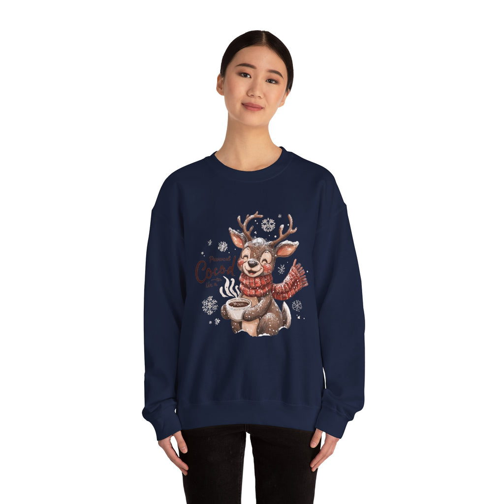 Reindeer Hot Cocoa Sweatshirt — Cozy Holiday Crewneck